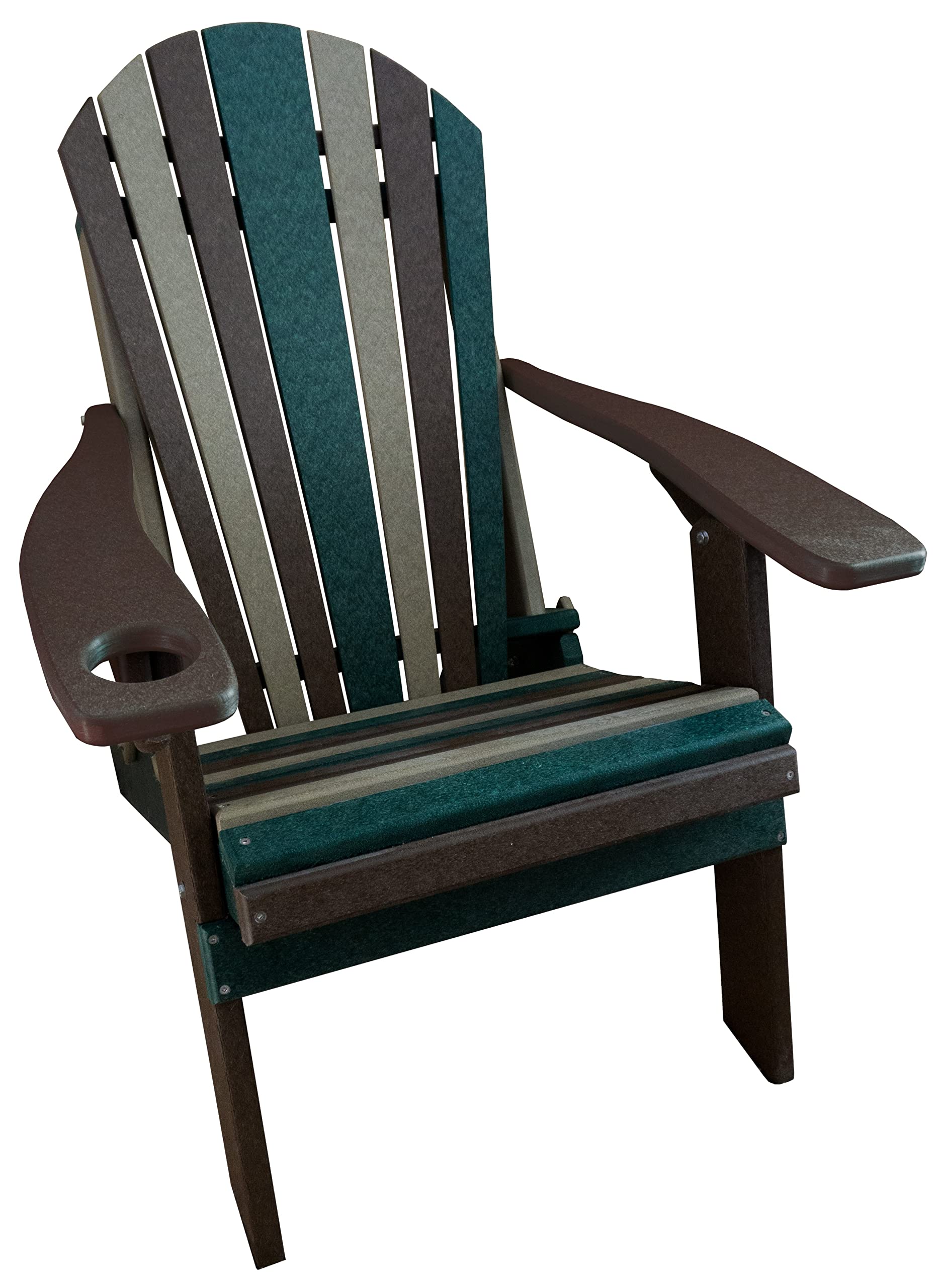 Poly Folding Adirondack Chair with Smartphone Holder - Portable Camping & Patio Furniture in Camouflage Design for Outdoor Relaxation & Backyard Lounging
