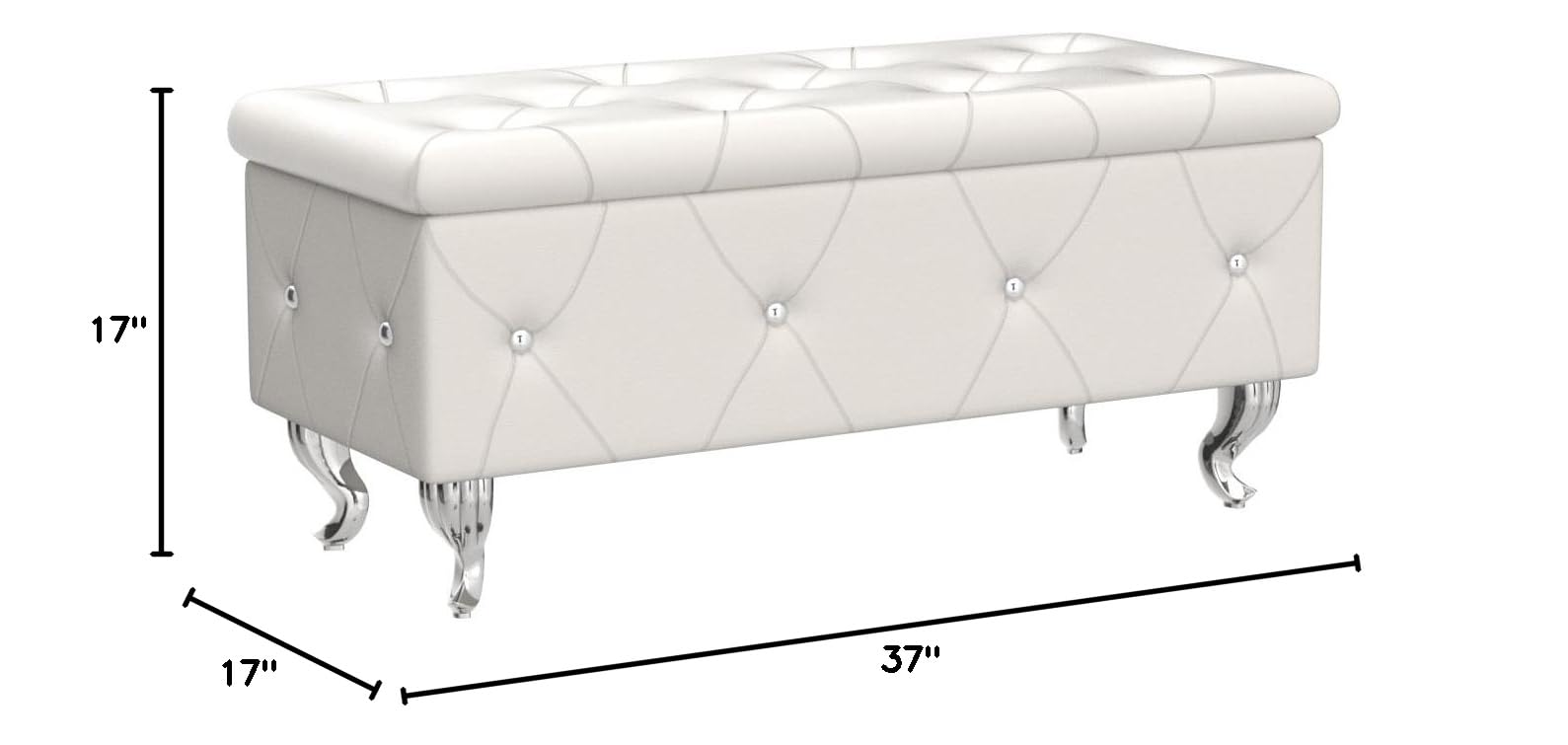 DKLGG Leather Storage Ottoman Bench with Seating - Upholstered Bedroom, Living Room & Entryway Furniture - White - Perfect for Extra Seating, Shoe Storage & Home Organization