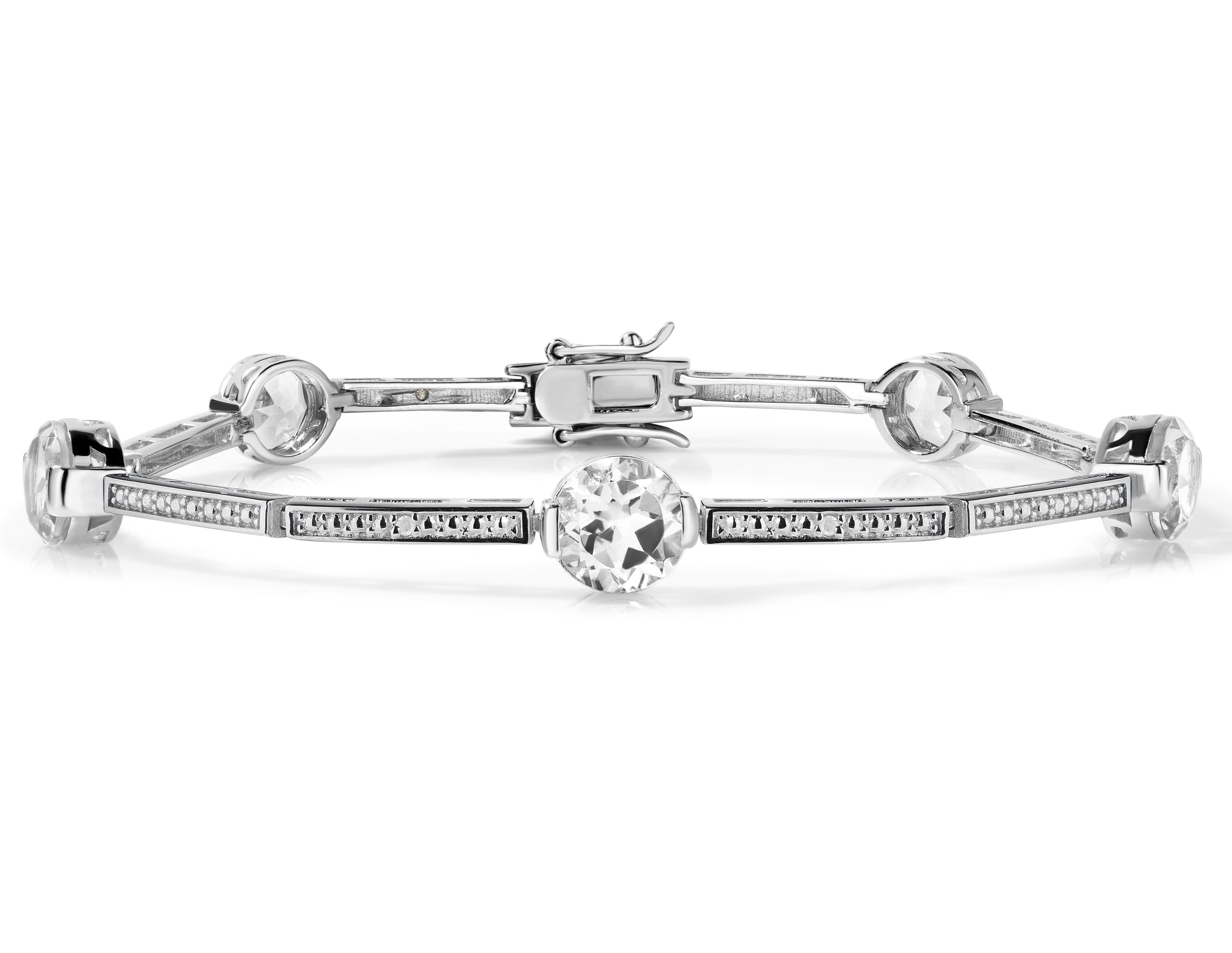 Exquisite Bezel Set Blue Topaz & Diamond Tennis Bracelet for Women - Elegant Gift for Anniversary, Birthday & Special Occasions