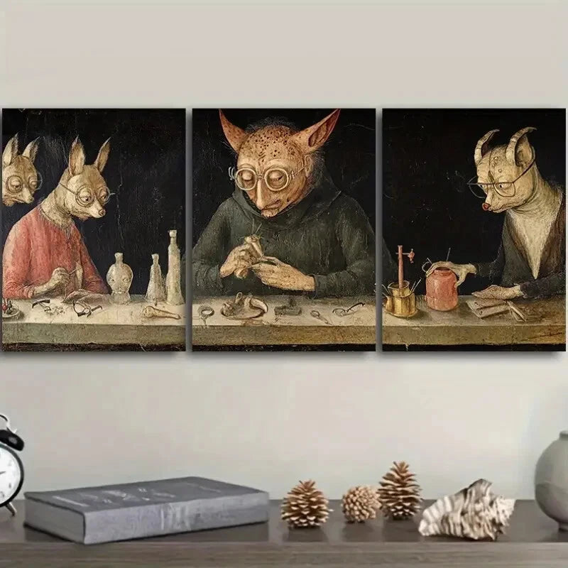 3-Piece Classic Modern Metal Wall Art Prints - Ready to Hang Creative Studio Decor for Living Room, Bedroom & Office