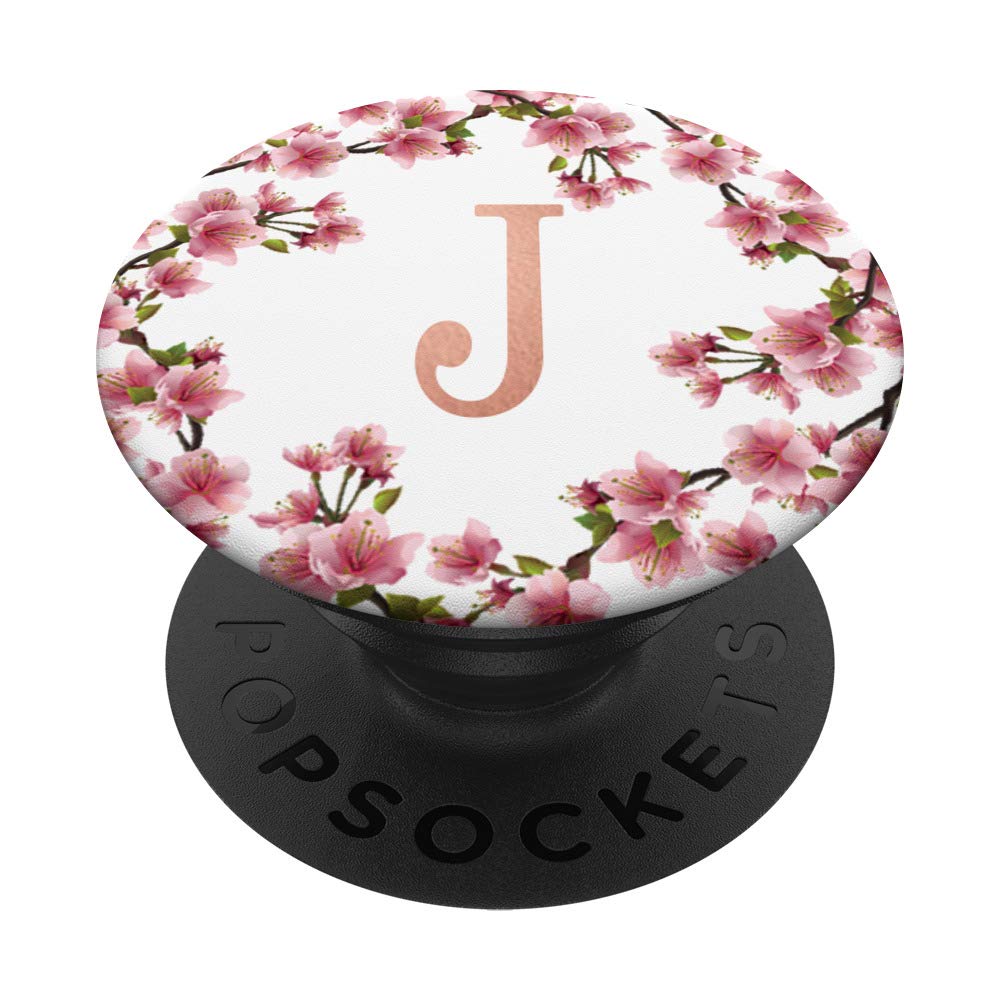 Japanese Cherry Blossom Monogram Necklace - Rose Gold Letter J Initial Pendant for Women, Personalized Name Jewelry Gift for Birthday, Anniversary & Valentine's Day | Elegant Everyday Wear & Special Occasions