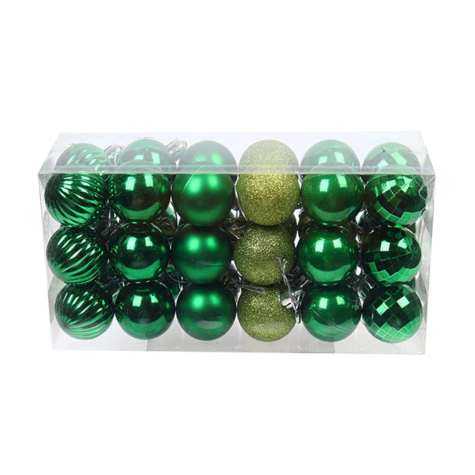 36pcs 4cm Christmas Tree Ornaments - Green Glass Ball Decorations for Xmas, Holiday, Wedding, Party & Home Decor | DIY Tree Baubles, Hanging Pendants for Festive Season Decorating