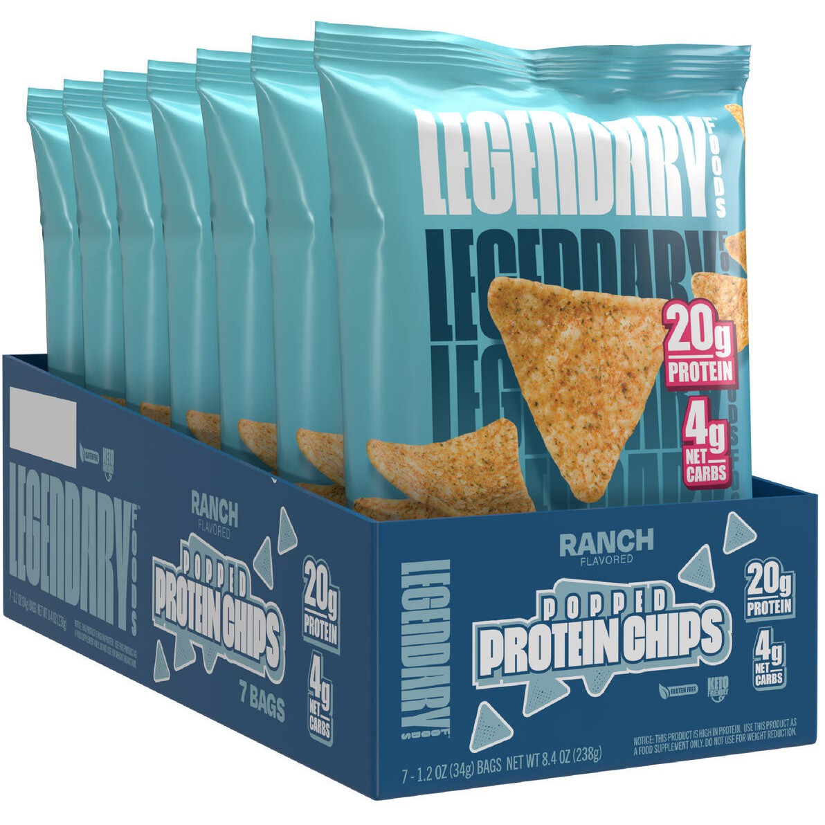Legendary Popped Protein Chips - High Protein Low Carb Healthy Snacks for Weight Loss & Keto Diet | Perfect for On-the-Go, Gym, Office & Movie Nights