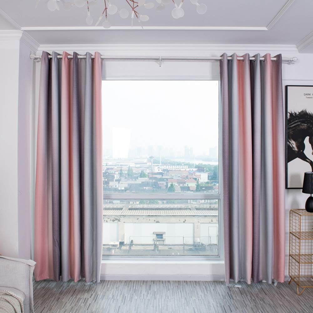 Yosoo Blackout Curtains for Bedroom & Living Room - Gradient Stripe Window Panels, Room Divider, Hotel Shade Drapes - Perfect for Light Blocking, Privacy & Home Decor (#2)