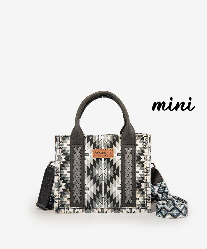 Wrangler Aztec Print Whipstitch Canvas Tote Bag Set - Stylish & Durable Handbag for Women, Perfect for Shopping, Beach & Everyday Use