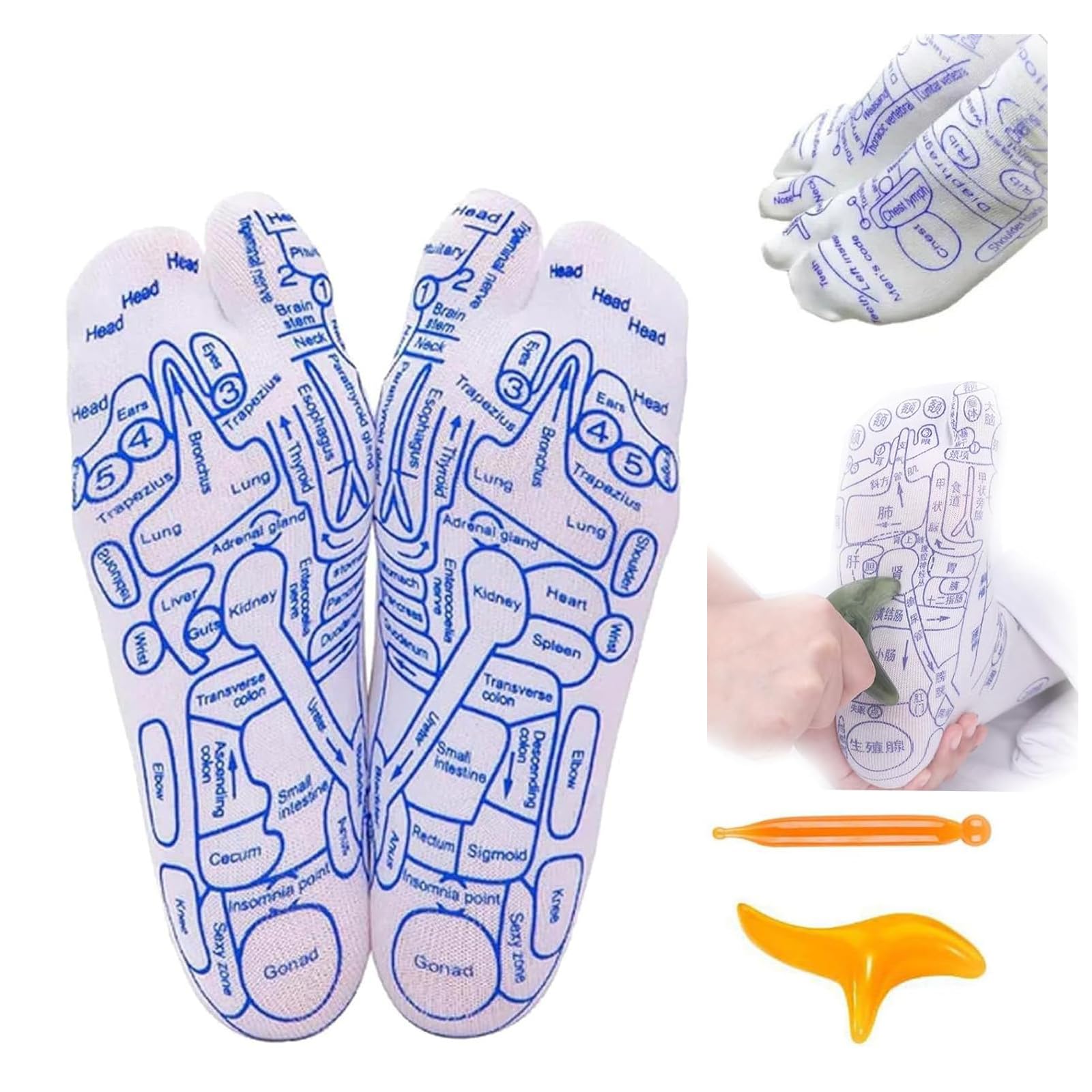 REATIFUL Reflexology Socks with Massage Tools - Acupressure Foot Massage Socks for Pain Relief - Home Therapy for Men & Women - Perfect for Relaxation After Work, Yoga, or Travel (1 Pair)
