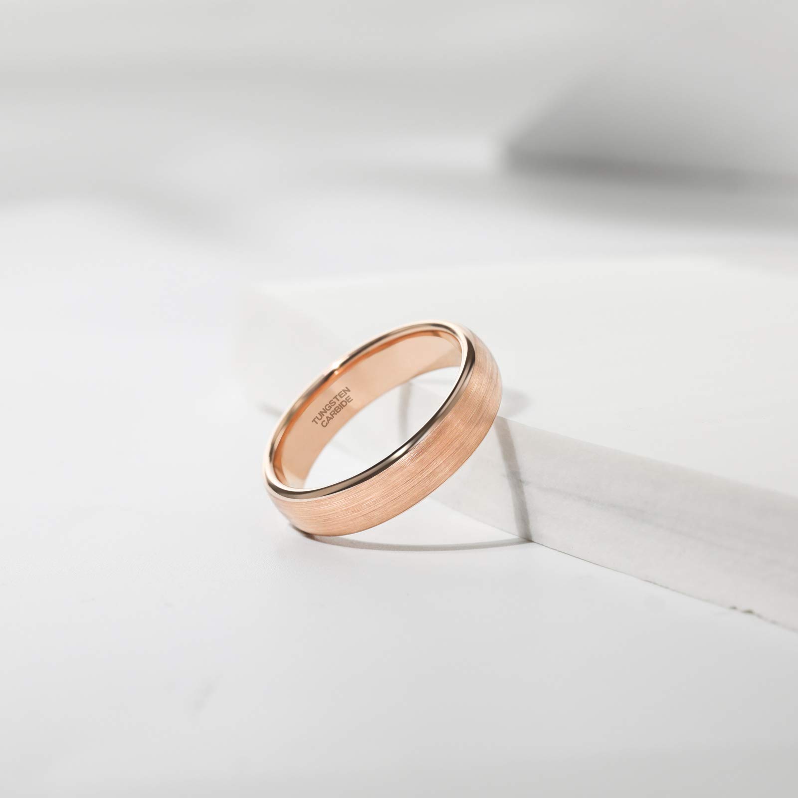 TRUMIUM 3mm & 5mm Tungsten Wedding Bands for Women & Men - Rose Gold & Silver Brushed Comfort Fit Rings (Size 4-12) - Perfect for Engagement, Anniversary & Everyday Wear