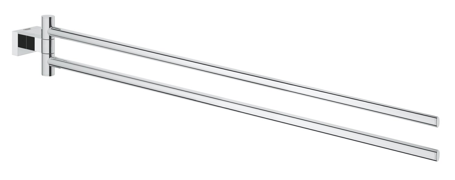 Grohe 40624001 Essentials Cube 18 Inch Double Towel Bar - Modern Bathroom Towel Rack for Spas, Hotels & Luxury Home Decor