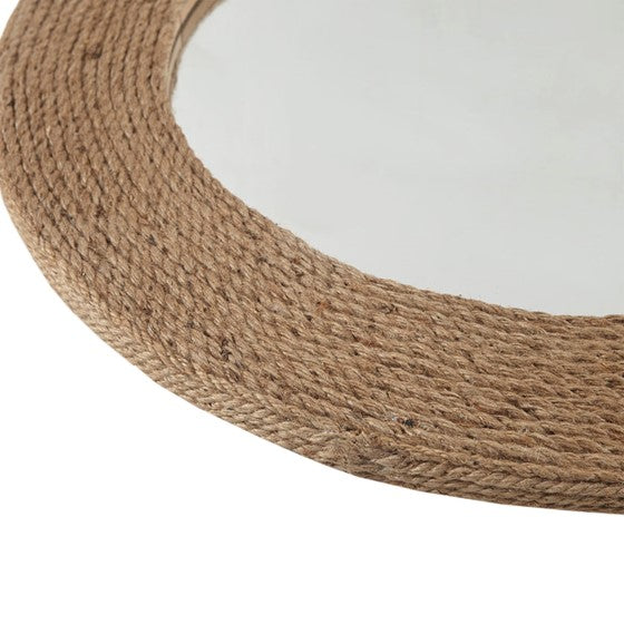 Natural Jute Rope Round Wall Mirror 26 Inch - Boho Coastal Home Decor for Living Room, Bedroom, or Bathroom
