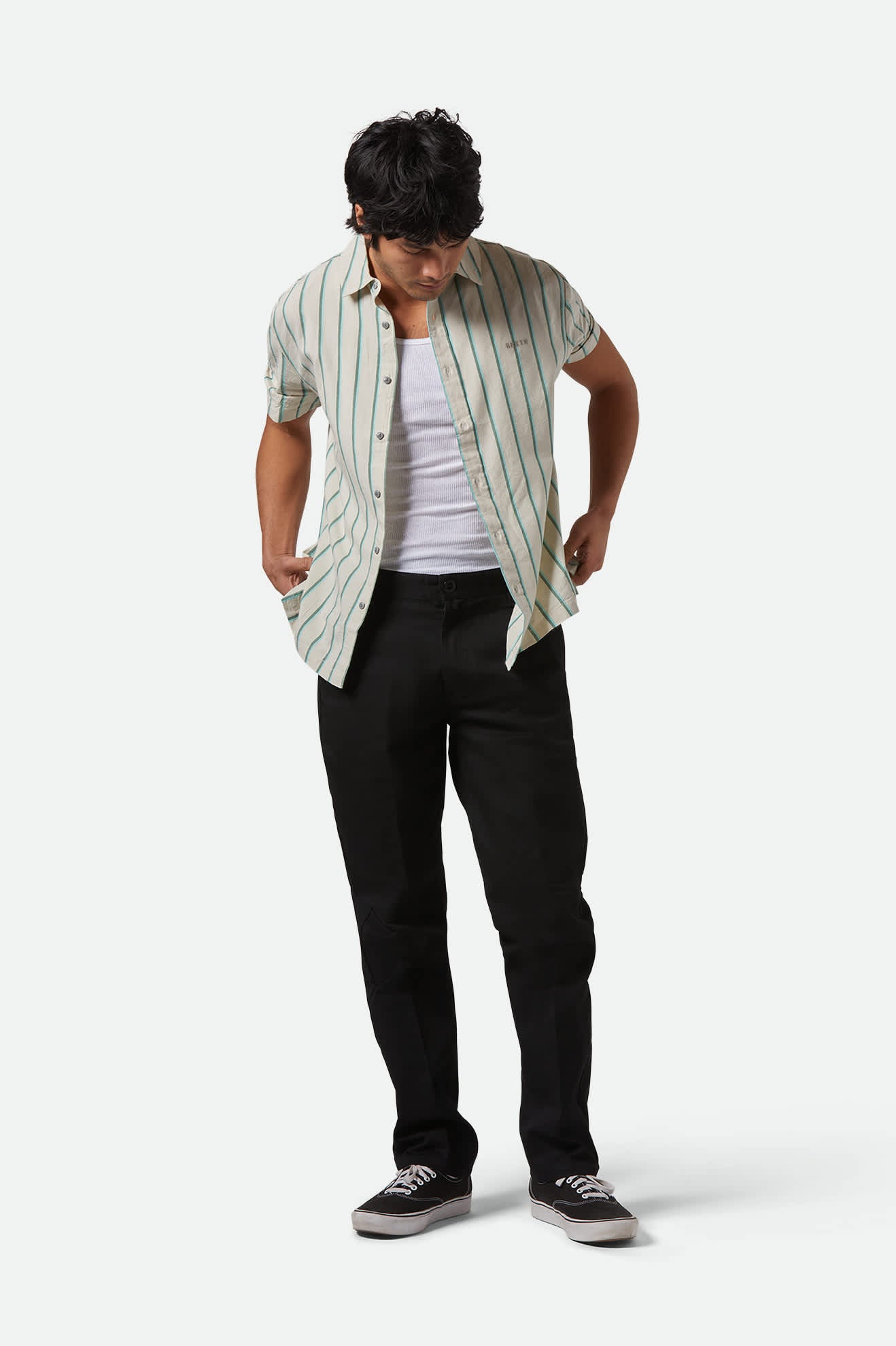 CRU Stripe Relaxed Short Sleeve Shirt for Men - Beige, Pine Needle & Aquatic Green Color Options | Casual Summer Wear, Beach Outfits & Weekend Style