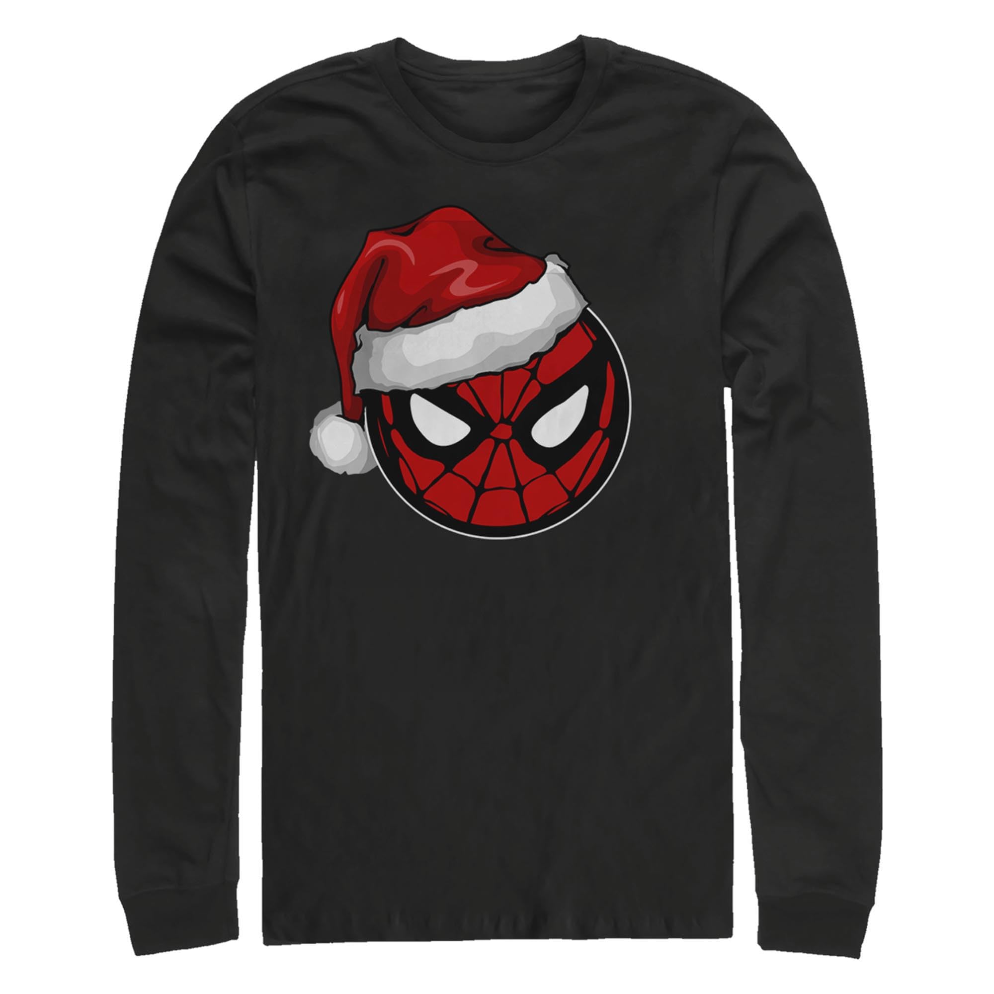 Marvel Spider-Man Christmas Santa Hat Long Sleeve Shirt for Men - Perfect for Holiday Parties & Superhero Fans