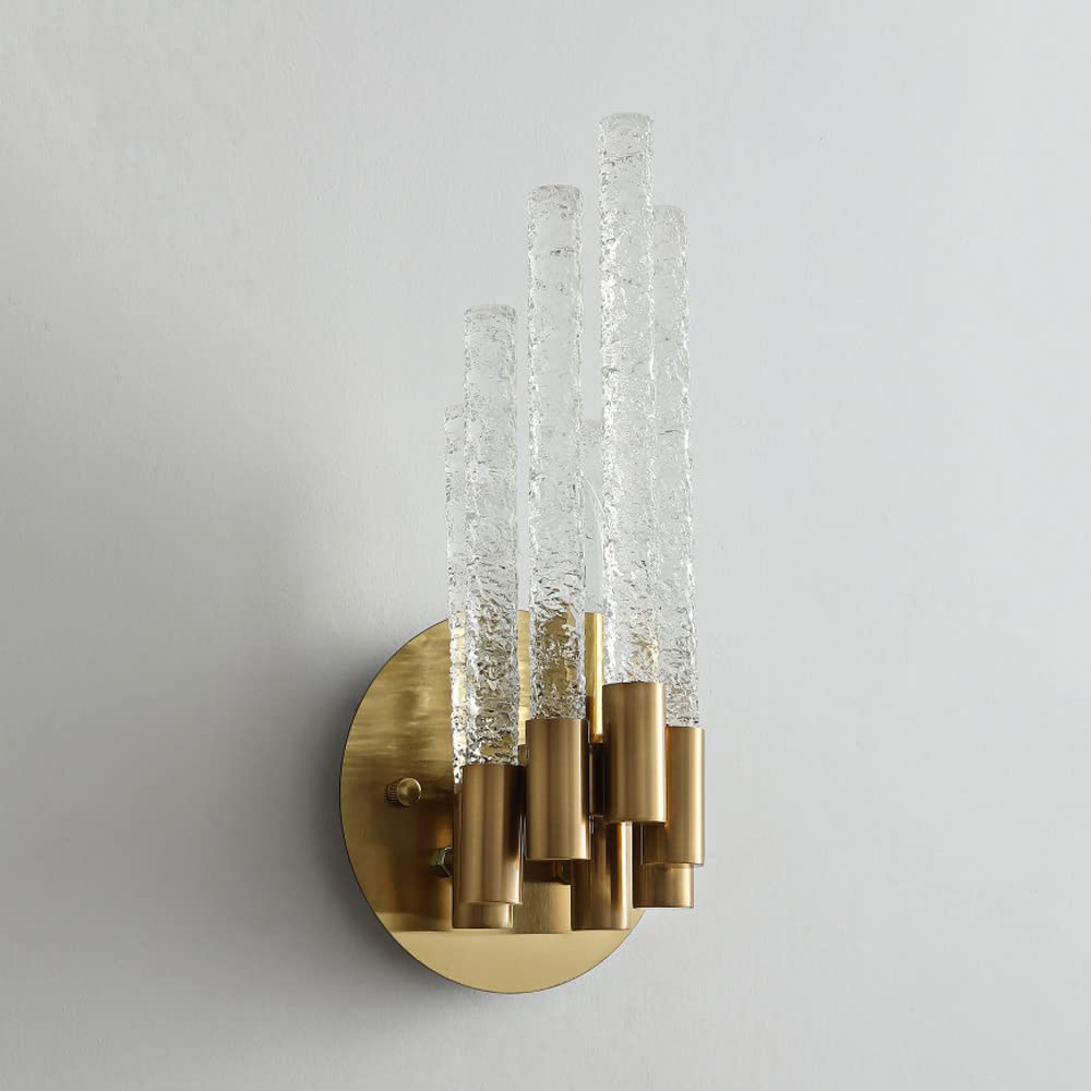 Modern Crystal Wall Sconce Light - Gold Geometric LED Wall Lamp with E14 Socket for Living Room, Bedroom & Hallway Decor - Elegant Postmodern Lighting Fixture for Bedside, Entryway and Dining Room Ambience