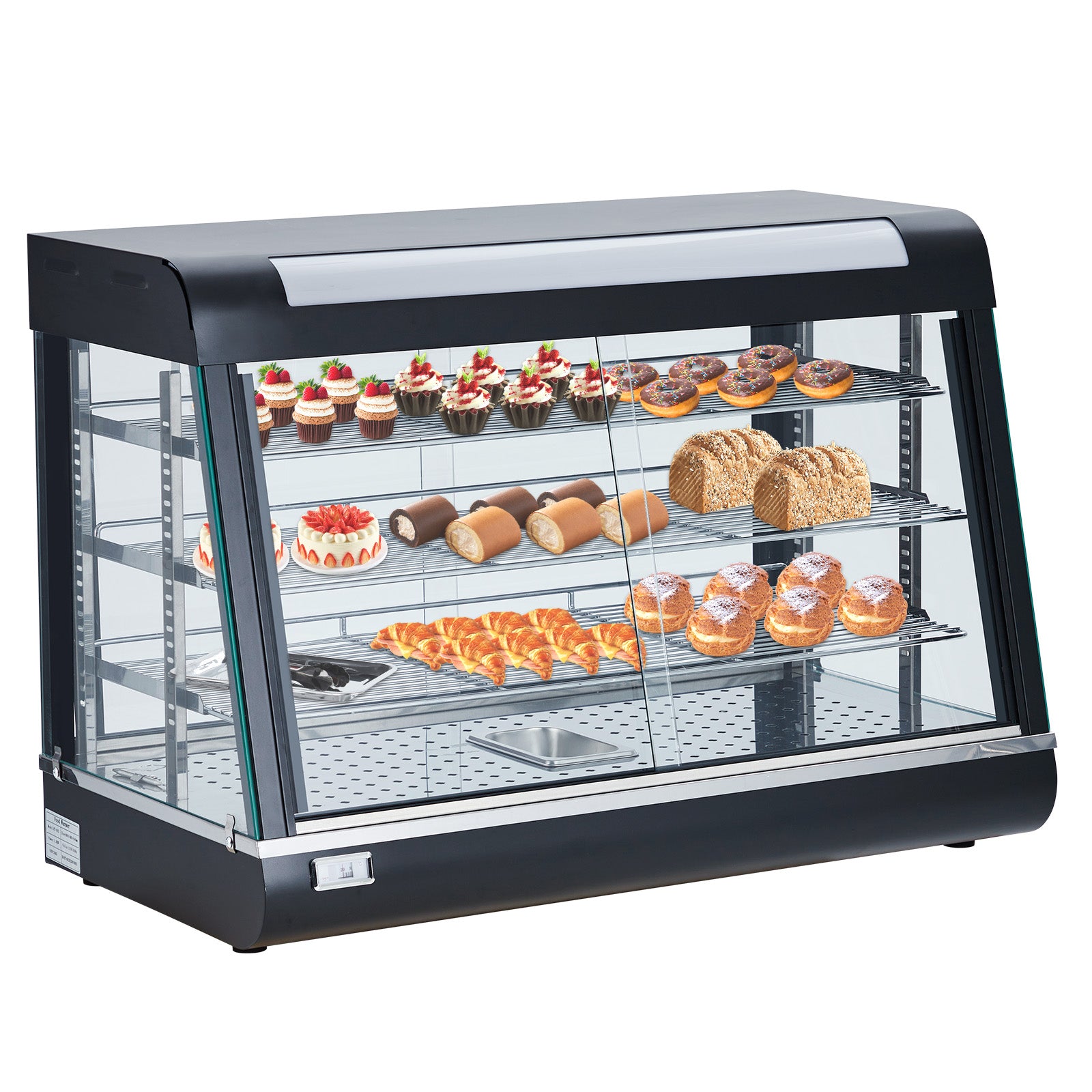 GARVEE 14 Inch 3-Tier Commercial Food Warmer - 800W Countertop Pizza Warmer with LED Lights & Removable Glass Shelves, Adjustable Temperature Control for Buffets, Bakeries & Restaurants - Perfect for Displaying Pastries, Pizzas & Hot Meals