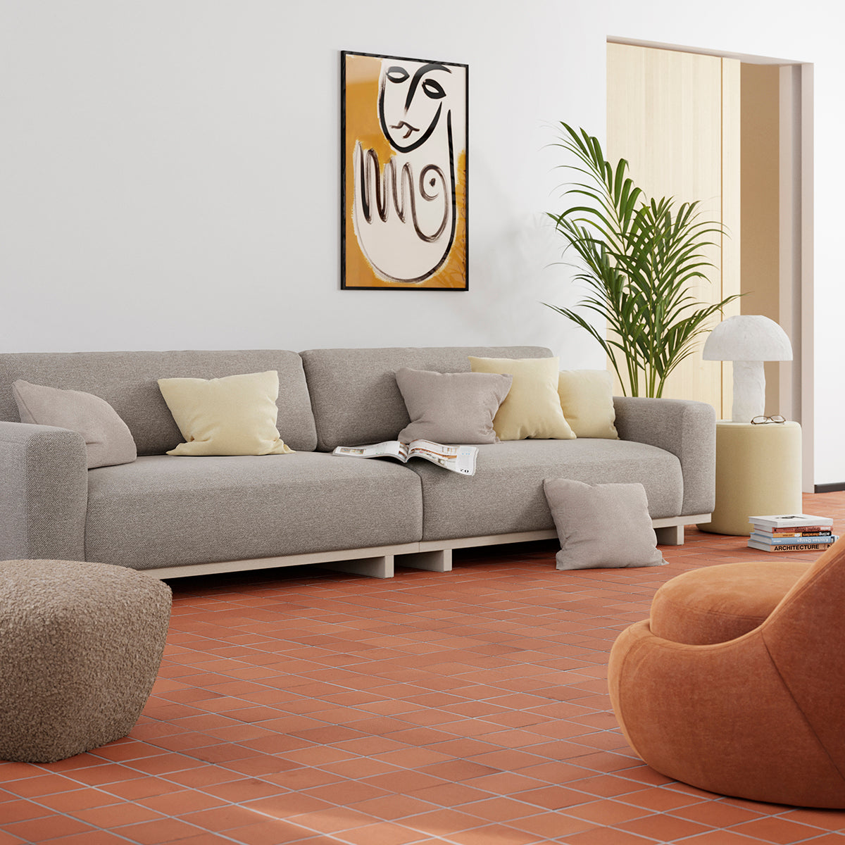 Aya Fabric 4-Seater Sofa - Modern Living Room Couch for Family & Guests | Comfortable Sectional Sofa for Home, Apartment, and Office Lounge