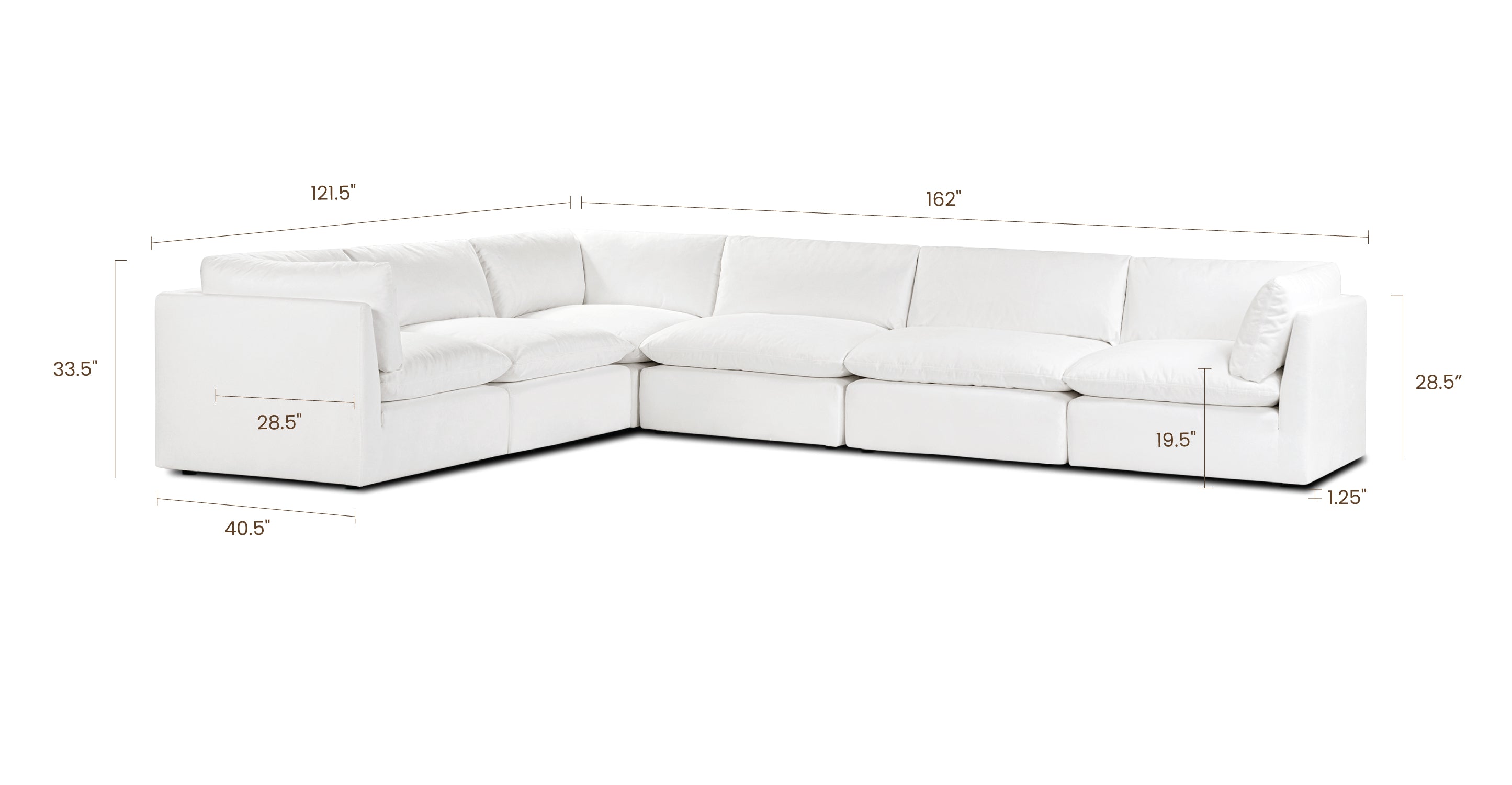6-Seat Davos Modular Corner Sectional Sofa - Modern L-Shaped Living Room Furniture for Small Spaces | Perfect for Apartments, Condos & Family Gatherings