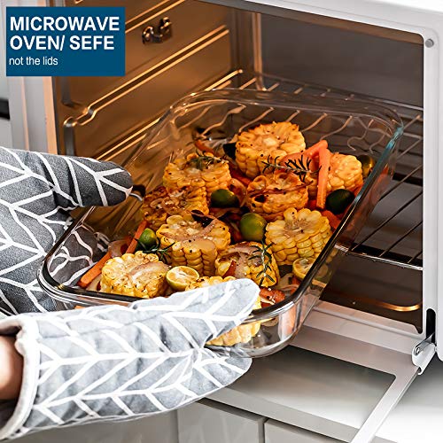 8-Piece Rectangular Glass Baking Dish Set with Plastic Lids - Oven, Freezer & Dishwasher Safe Bakeware for Lasagna, Casseroles, Meal Prep & Leftovers - Perfect for Home Cooking, Baking & Food Storage
