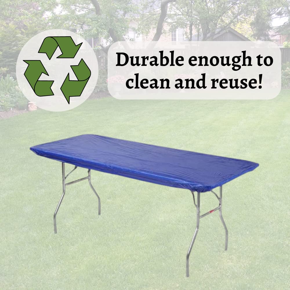 Royal Blue Plastic Table Covers 20 Pack (30x72 Inch) with 280 Paper Napkins - Waterproof Disposable Tablecloths for Indoor/Outdoor Parties, Picnics, BBQs & Events - Kwik-Covers Rectangular Table Protectors (Table Not Included)