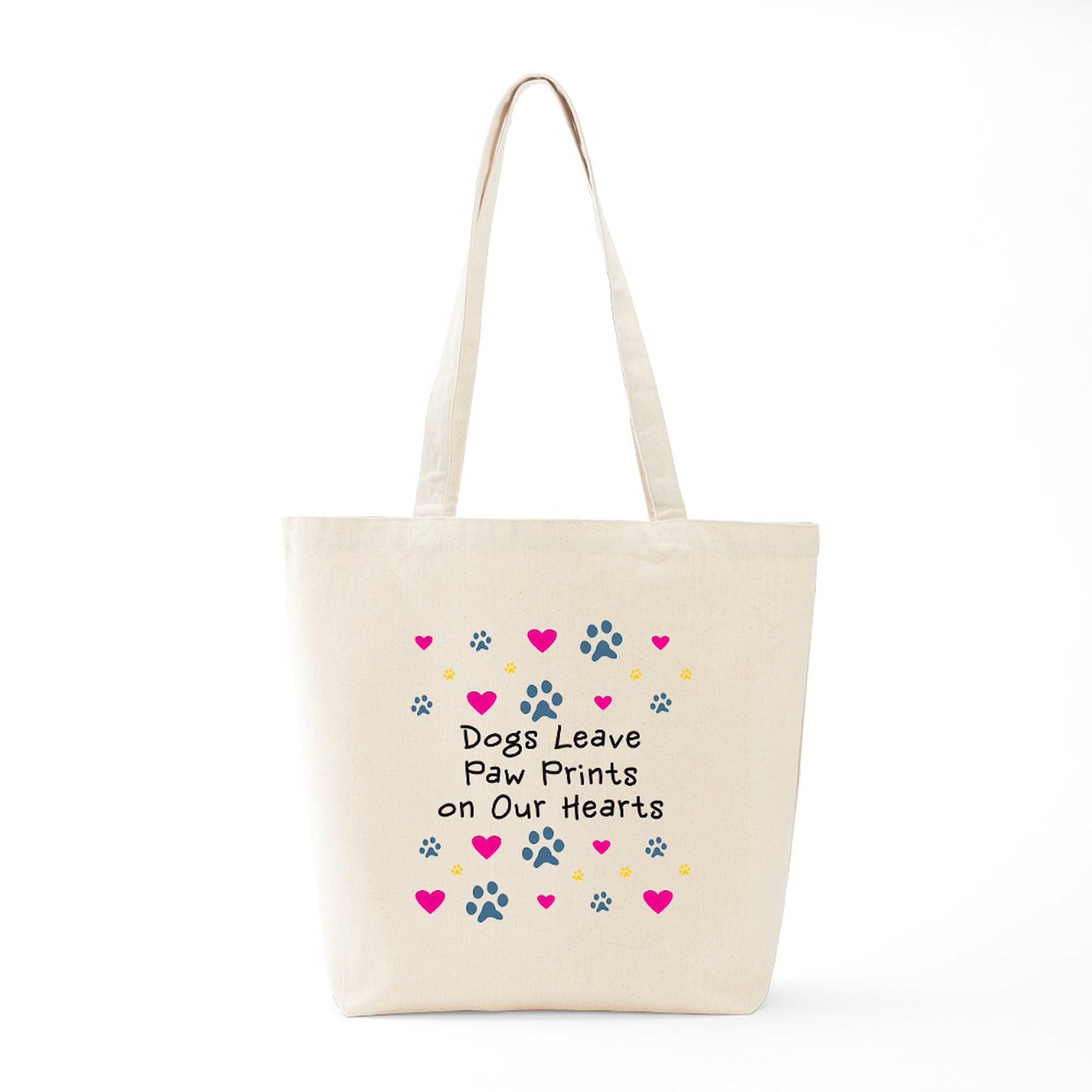 Dogs Leave Paw Prints Tote Bag - Natural Canvas Reusable Shopping Bag for Groceries, Beach & Everyday Use