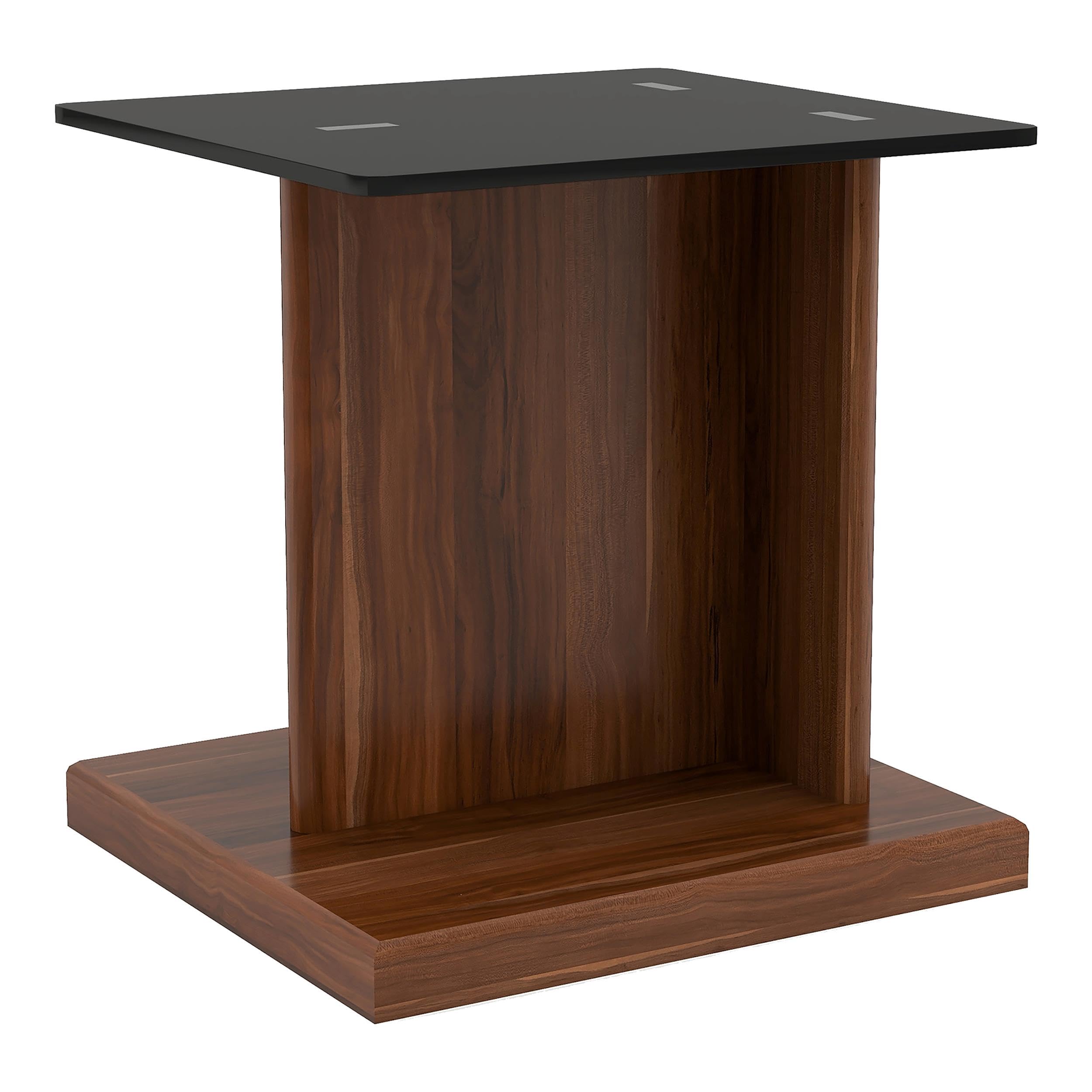 Furniture of America Thame Contemporary Glass Top End Table - Dark Walnut Finish - Modern Living Room, Bedroom, or Office Accent Table