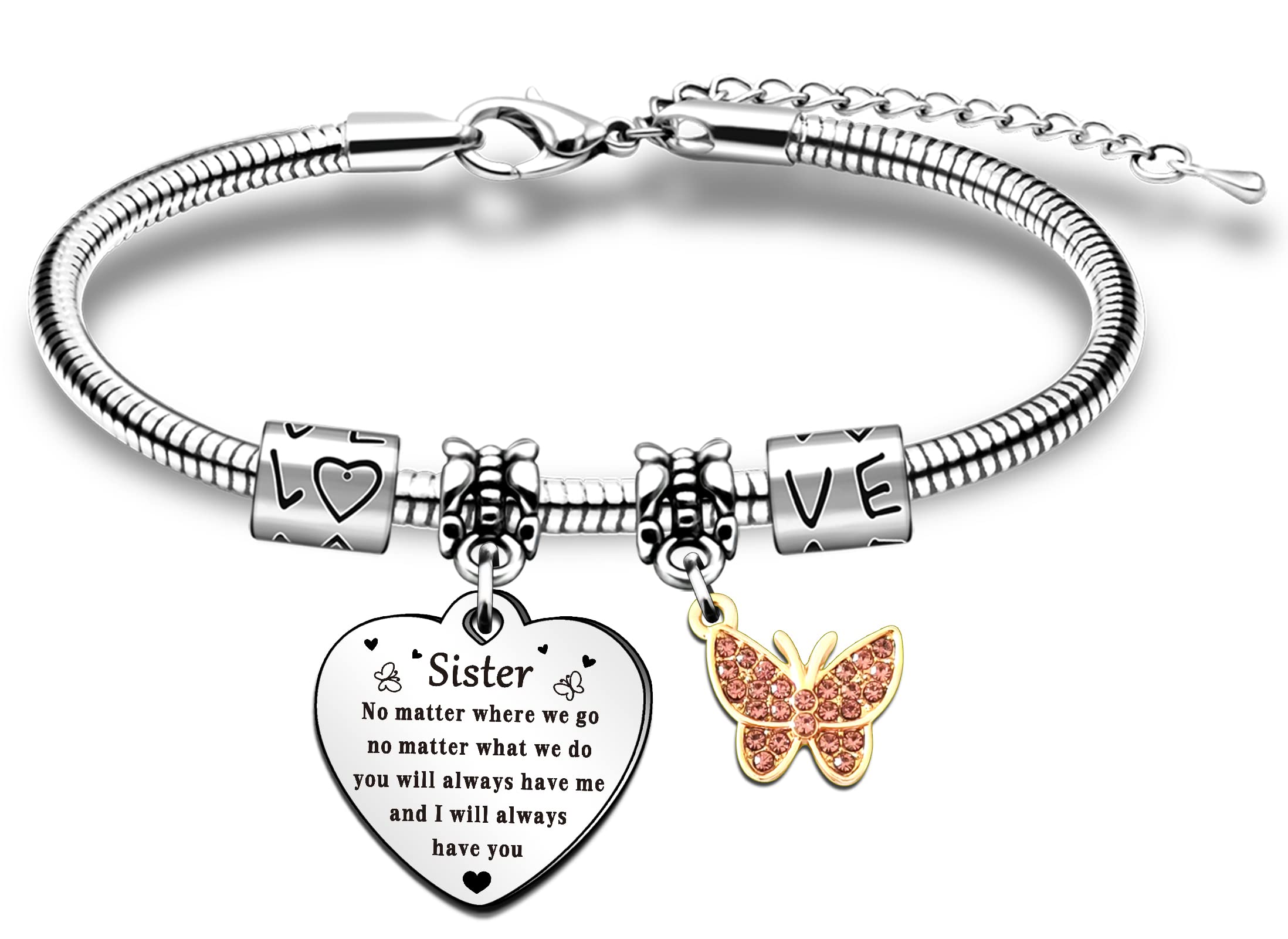 Best Sister Heart Bracelet Gift for Women & Girls - Christmas Birthday Present for Sister & Best Friend - Perfect for Anniversaries, Graduation & Special Occasions