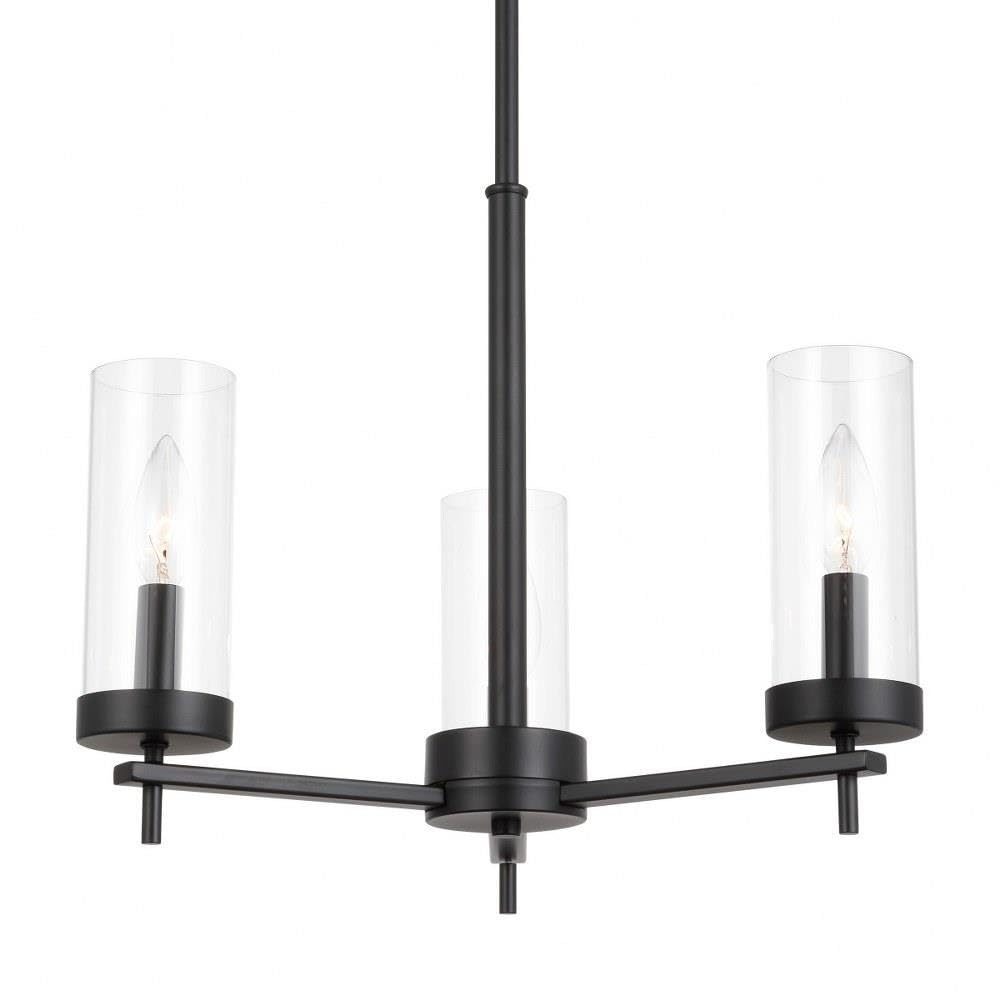 Generation Lighting 3-Light Zire Chandelier in Midnight Black (Model 3190303-112) - Modern Ceiling Light Fixture for Dining Room, Living Room & Bedroom Decor | Compatible with LED & Standard Bulbs | Perfect for Home, Office & Restaurant Lighting