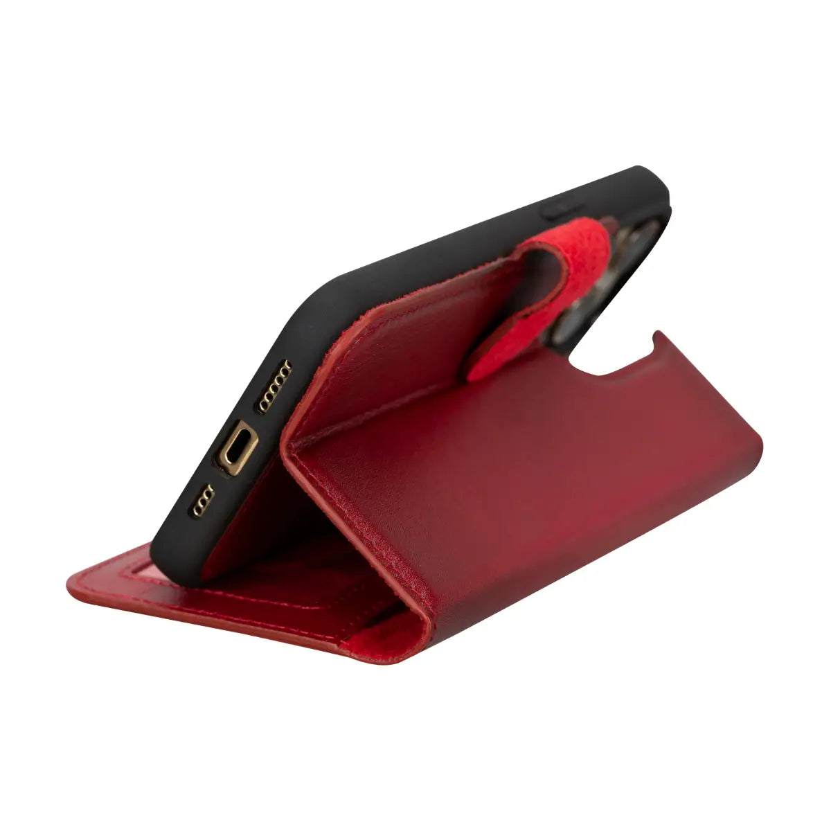 Premium Burnished Red Leather Wallet Case for iPhone 15 Pro Max - Slim Protective Cover with Card Slots | Perfect for Everyday Use, Travel & Business (iPhone 15 Pro Max 6.7