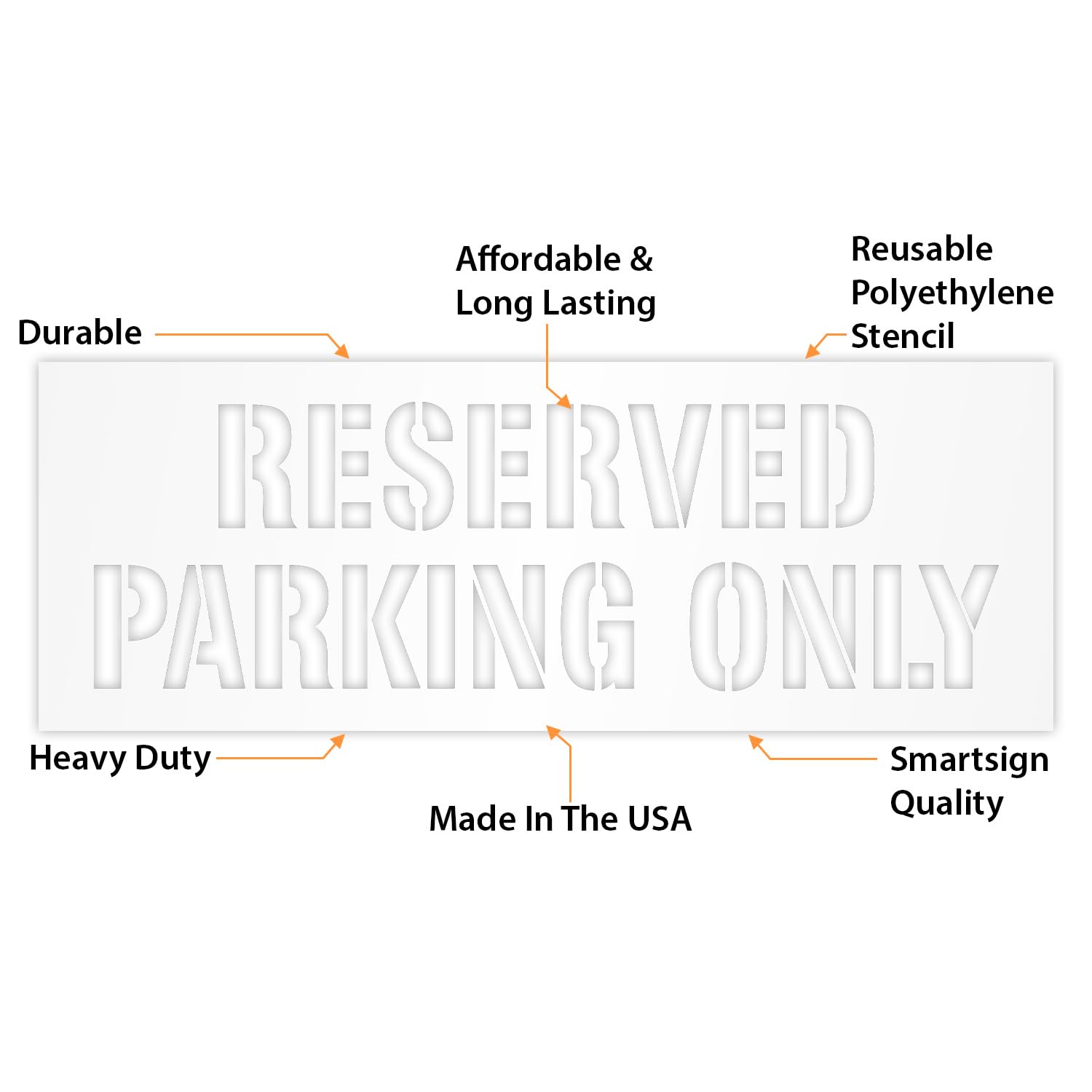 SmartSign 'Reserved Parking Only' Reusable Plastic Stencil - 24