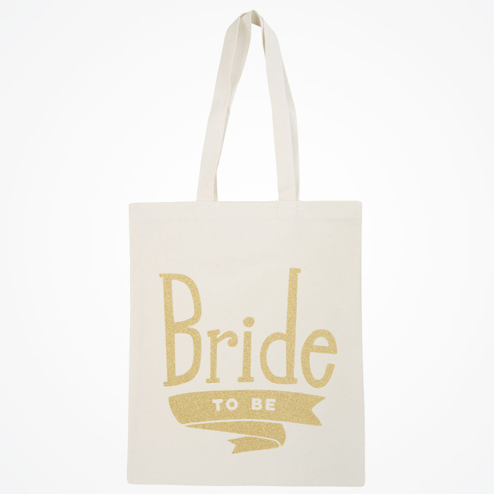 Bride to Be Tote Bag - Gold Glitter Wedding Gift for Bridal Shower, Bachelorette Party & Honeymoon Travel Accessories