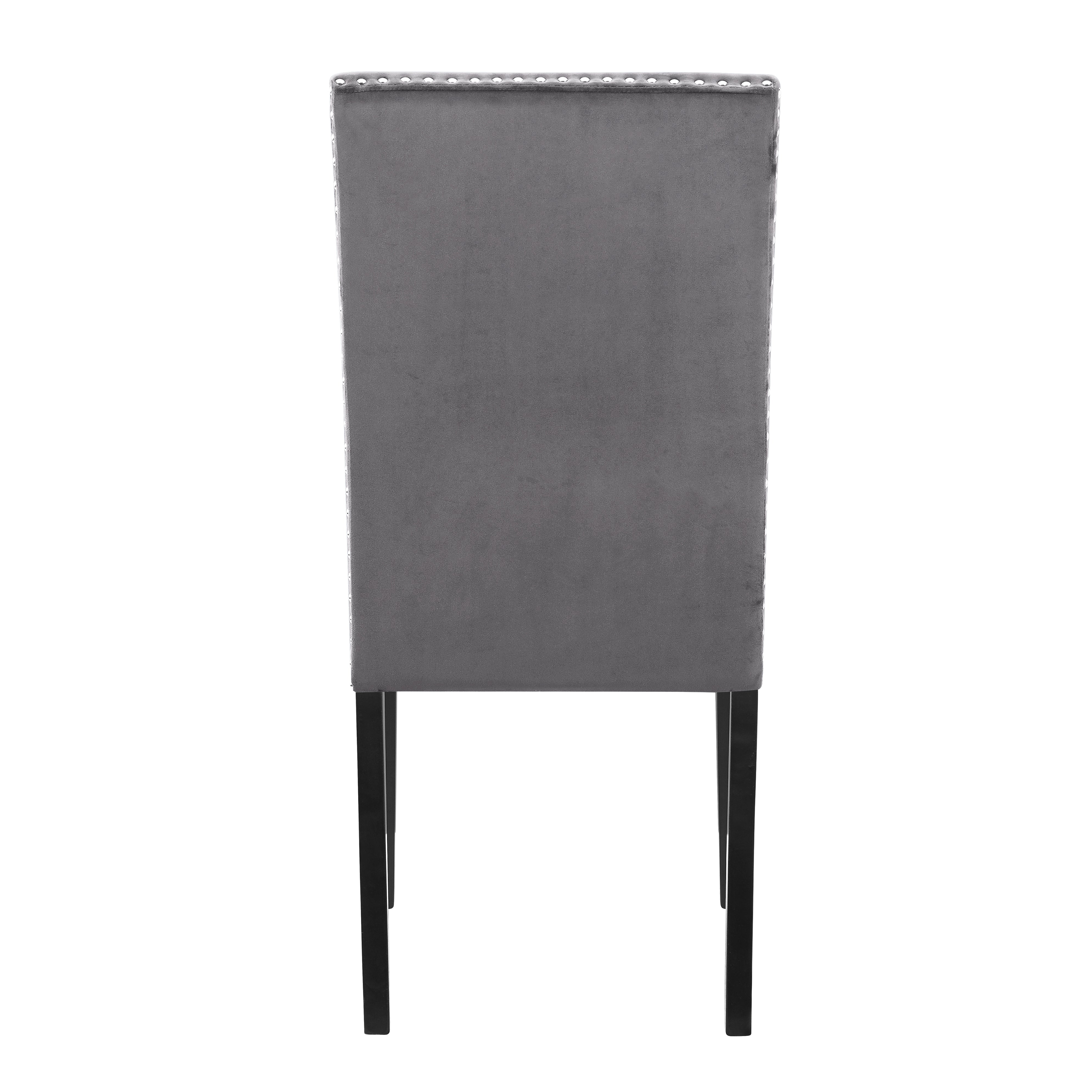 Roundhill Furniture Cobre Contemporary Velvet Dining Chairs with Nailhead Trim - Set of 2 Gray Upholstered Side Chairs for Dining Room, Kitchen, or Breakfast Nook