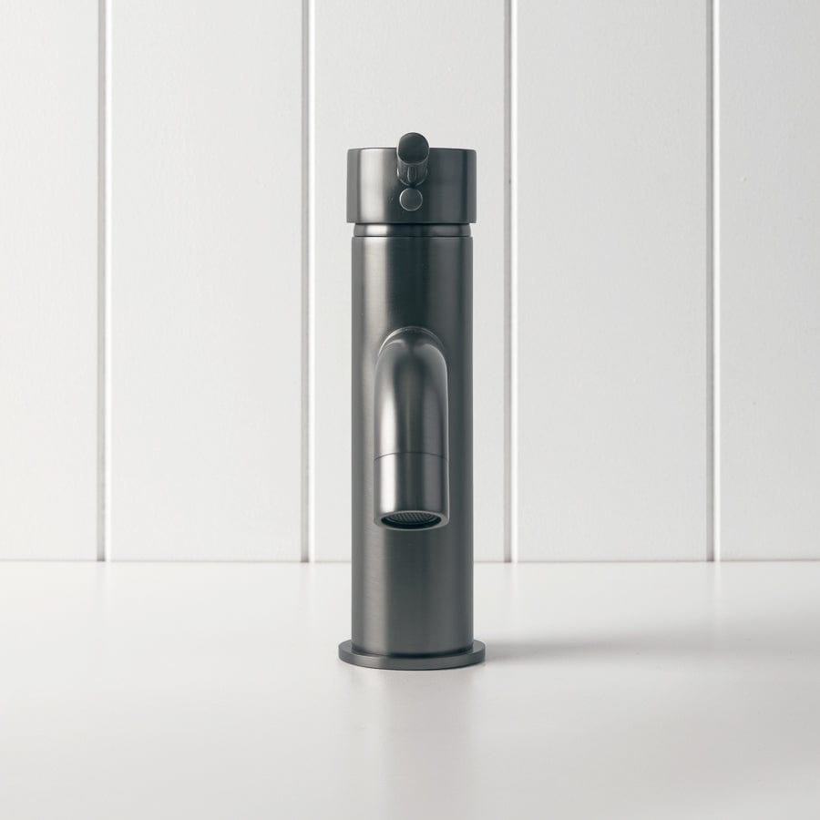 Sydney Short Basin Mixer Tap in Gunmetal Finish - Modern Bathroom Faucet for Sink Vanity, Powder Room & Guest Bathroom