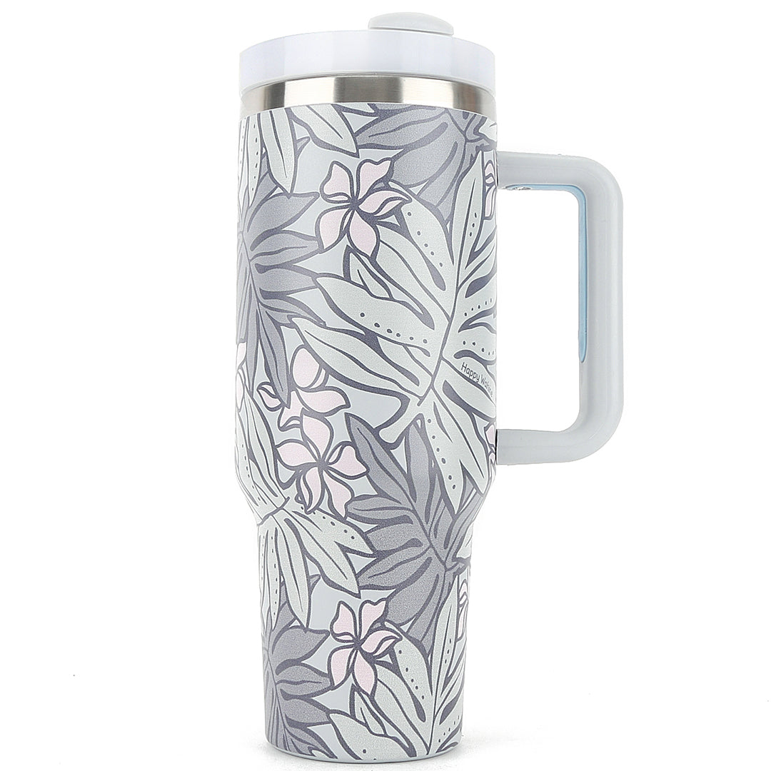 40oz Insulated Tumbler with Lid - Leakproof Stainless Steel Vacuum Flask for Hot & Cold Drinks - Perfect for Office, Gym, Travel & Outdoor Activities (Laua'e Grey)