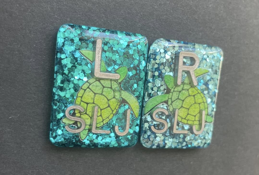 Sea Turtle X-ray Markers - Personalized with 2 or 3 Initials, Rectangle Shape, Glitter Finish - Perfect for Radiologists, Veterinary Clinics & Medical Students