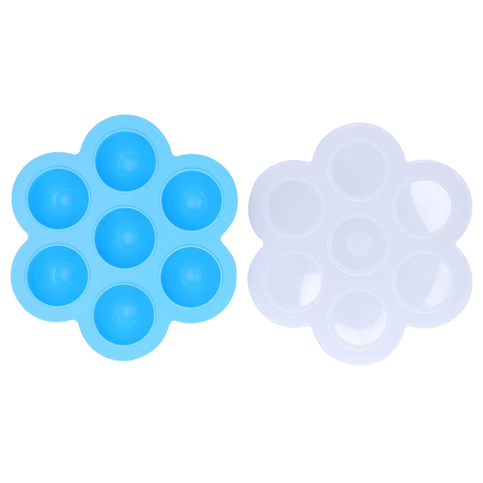 Fdit 7-Grid Sky Blue Silicone Baby Food Storage Container - Reusable Ice Pop & Ice Cream Tray with Lid - Perfect for Baby Food Prep, Popsicle Making, and Snack Organization at Home