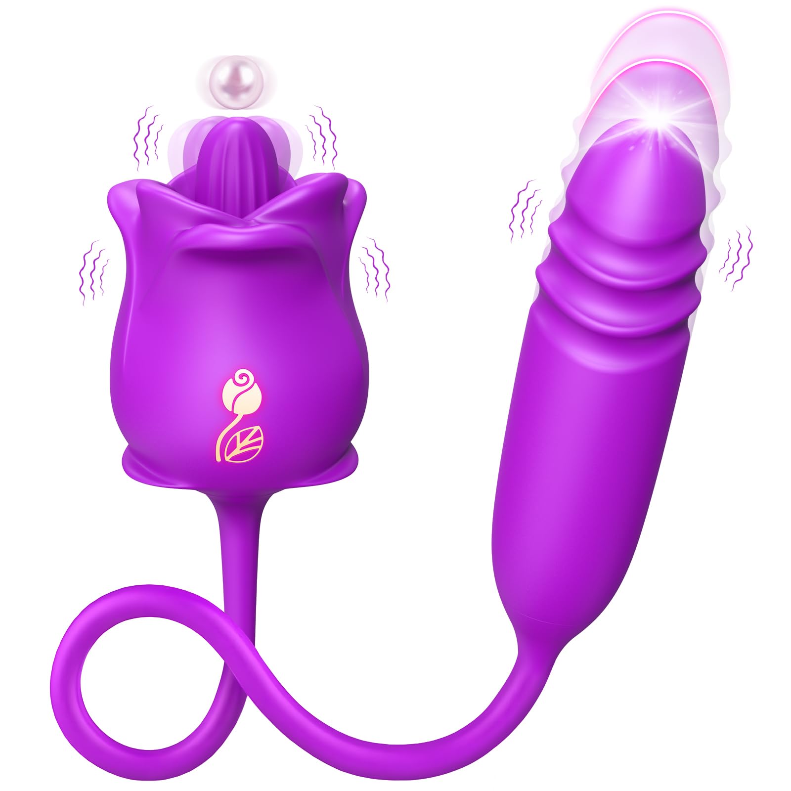 Premium Rose Sex Toy for Women - 3-in-1 G-Spot Vibrator with 9 Tongue Licking Modes, Thrusting Dildo & Clitoral Stimulator - Adult Sex Toys for Couples, Anal Play & Nipple Stimulation - Perfect for Romantic Nights & Solo Pleasure