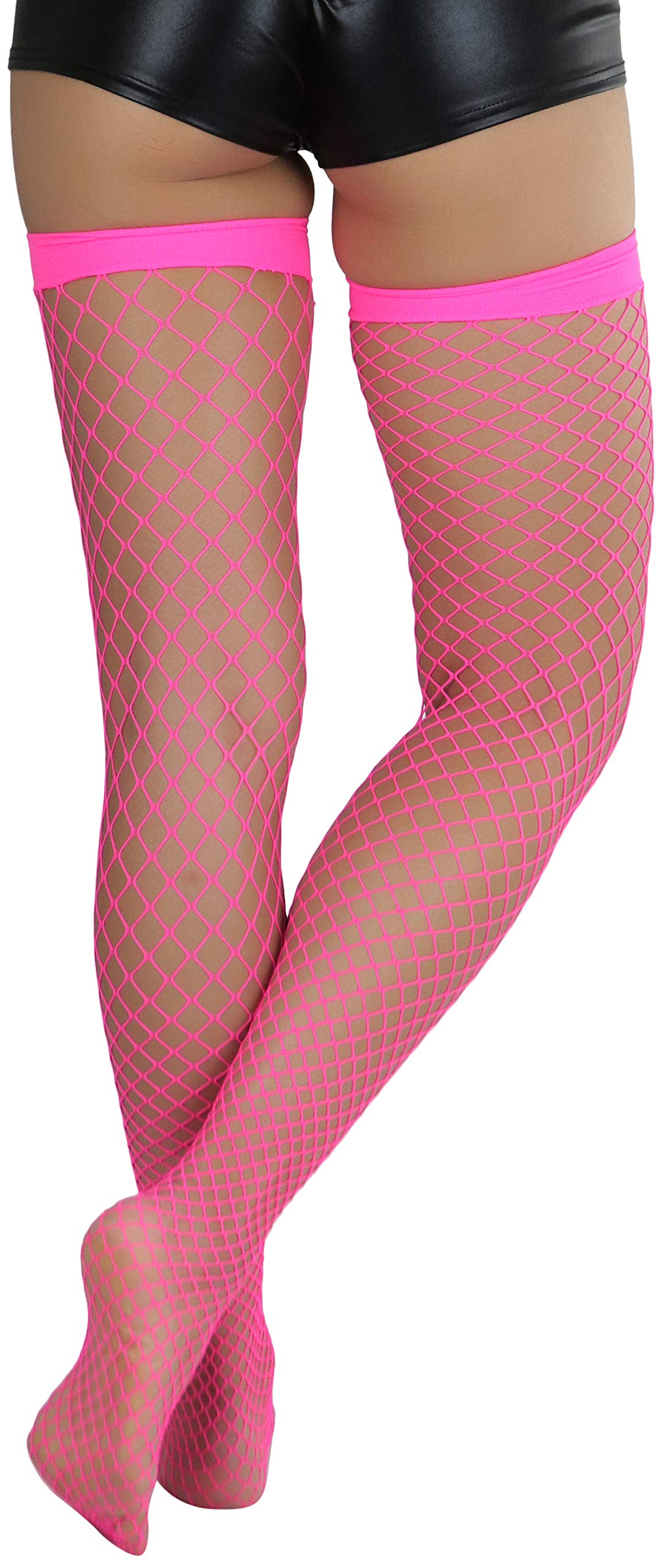ToBeInStyle Women's Bright & Vibrant Fishnet Thigh High Stockings - Sexy Fashion Hosiery for Parties, Cosplay & Night Out