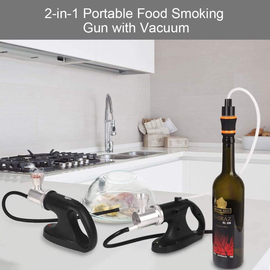 Professional Handheld Smoking Gun with USB Rechargeable Battery & Vacuum Function - Cold Smoke Infuser for Cocktails, Meats, Cheese & BBQ - Perfect Chef Gift for Home Kitchen & Restaurant Use