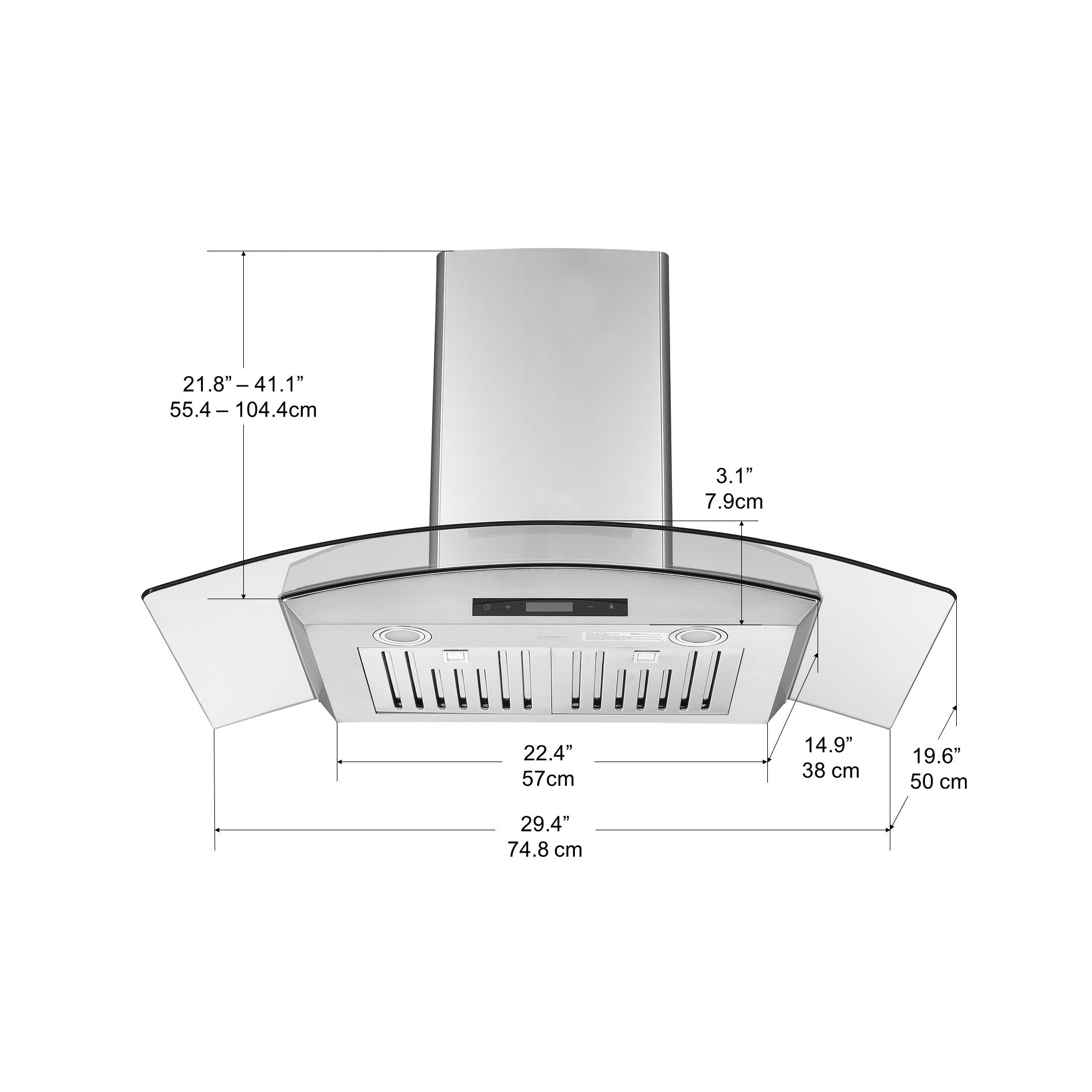 GCB630 30-Inch Stainless Steel Glass Canopy Range Hood - Powerful Kitchen Ventilation for Modern Homes