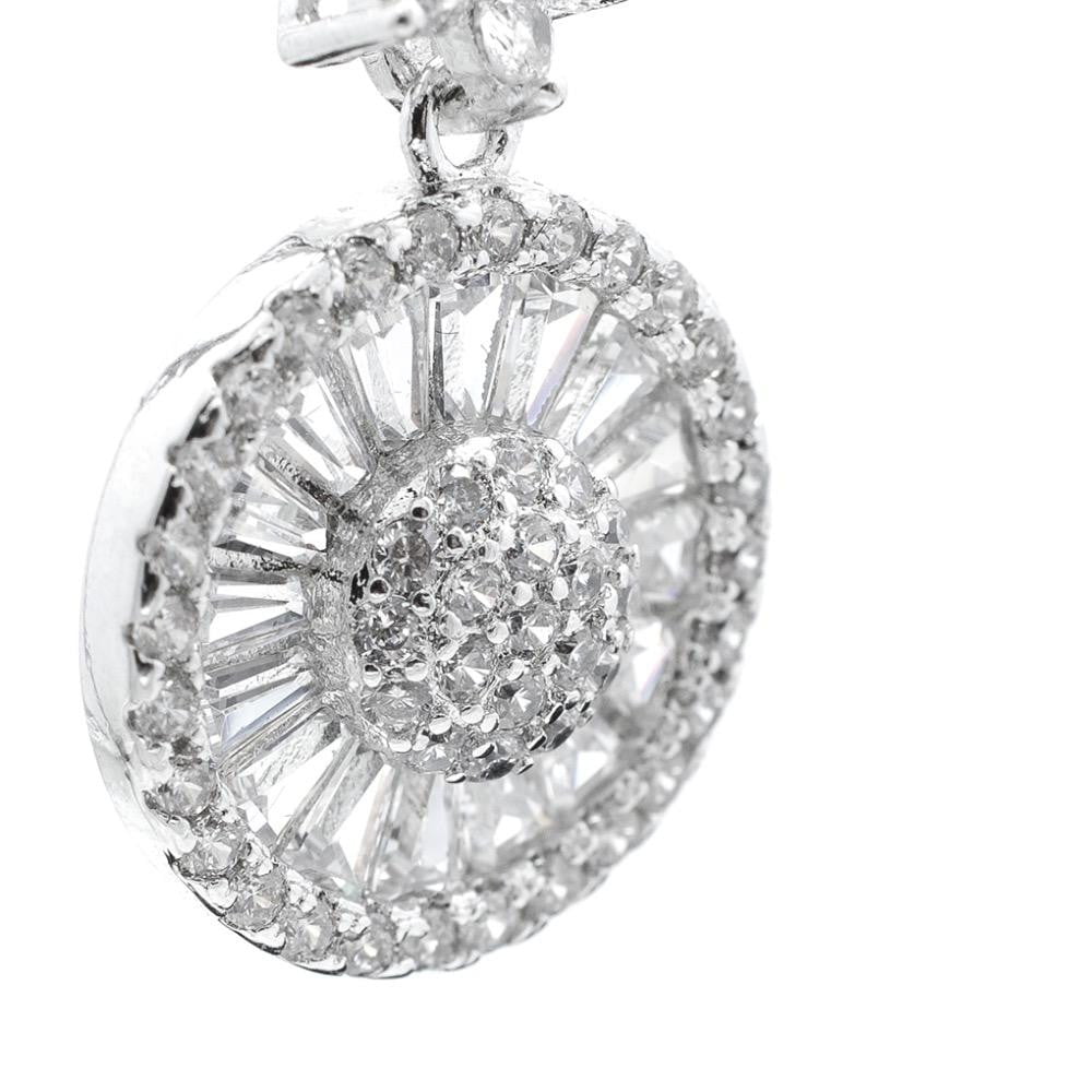 Sparkling Clear AAA Cubic Zirconia Round Dangle Earrings for Women - Elegant Party & Wedding Jewelry GT8048