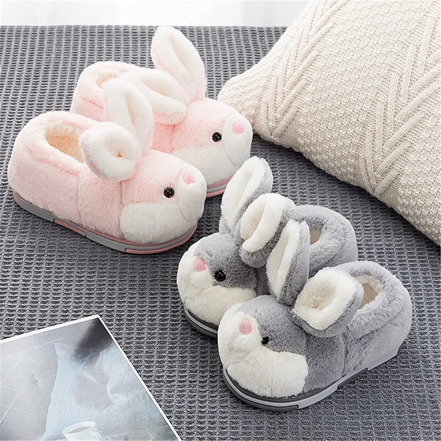 Cozy Fuzzy Bunny Slippers for Women & Girls - Soft Plush Animal House Shoes with Non-Slip Sole - Warm Winter Indoor Slippers in Pink (Perfect for Home, Lounge & Gift Giving)