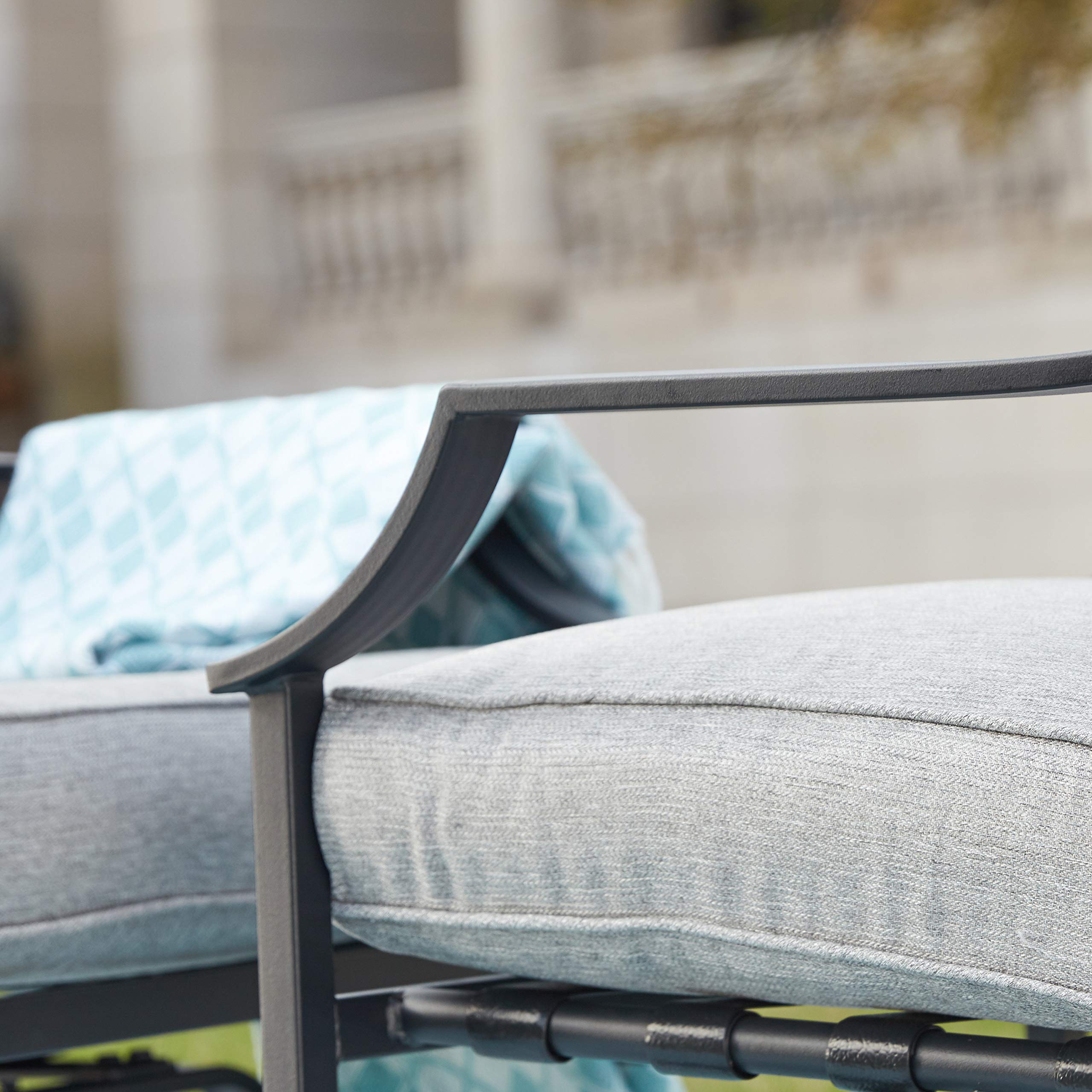 4-Piece Outdoor Patio Furniture Set - All-Weather Metal Chairs with Cushions, Loveseat, Coffee Table & Poolside Lawn Chairs (Grey) - Perfect for Backyard, Garden, Poolside & Terrace Relaxation