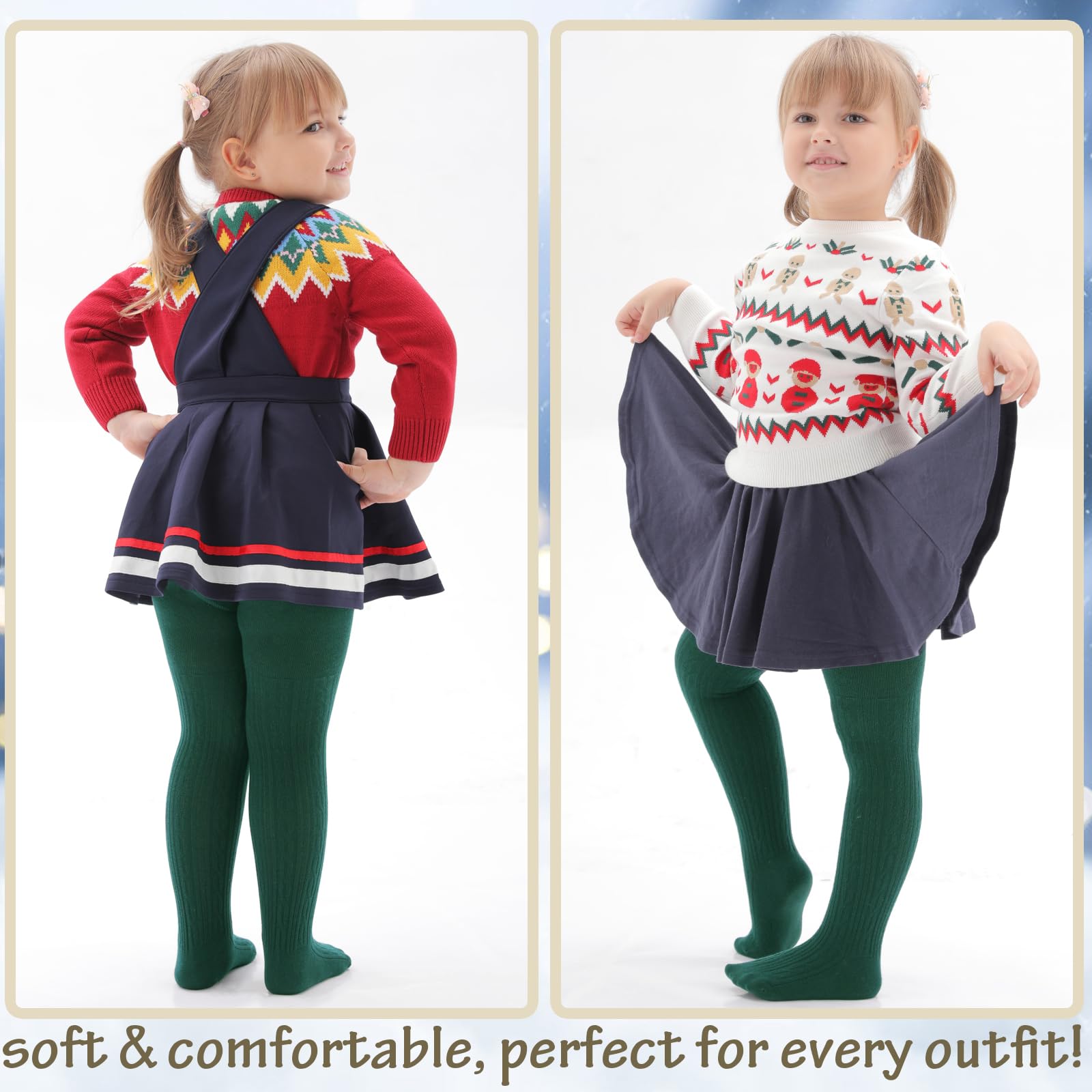 Soft Cotton Baby Tights for Toddler Girls - Seamless Cable Knit Leggings & Stockings (3/4/5 Pack) - Perfect for Playtime, Daycare & Winter Outfits