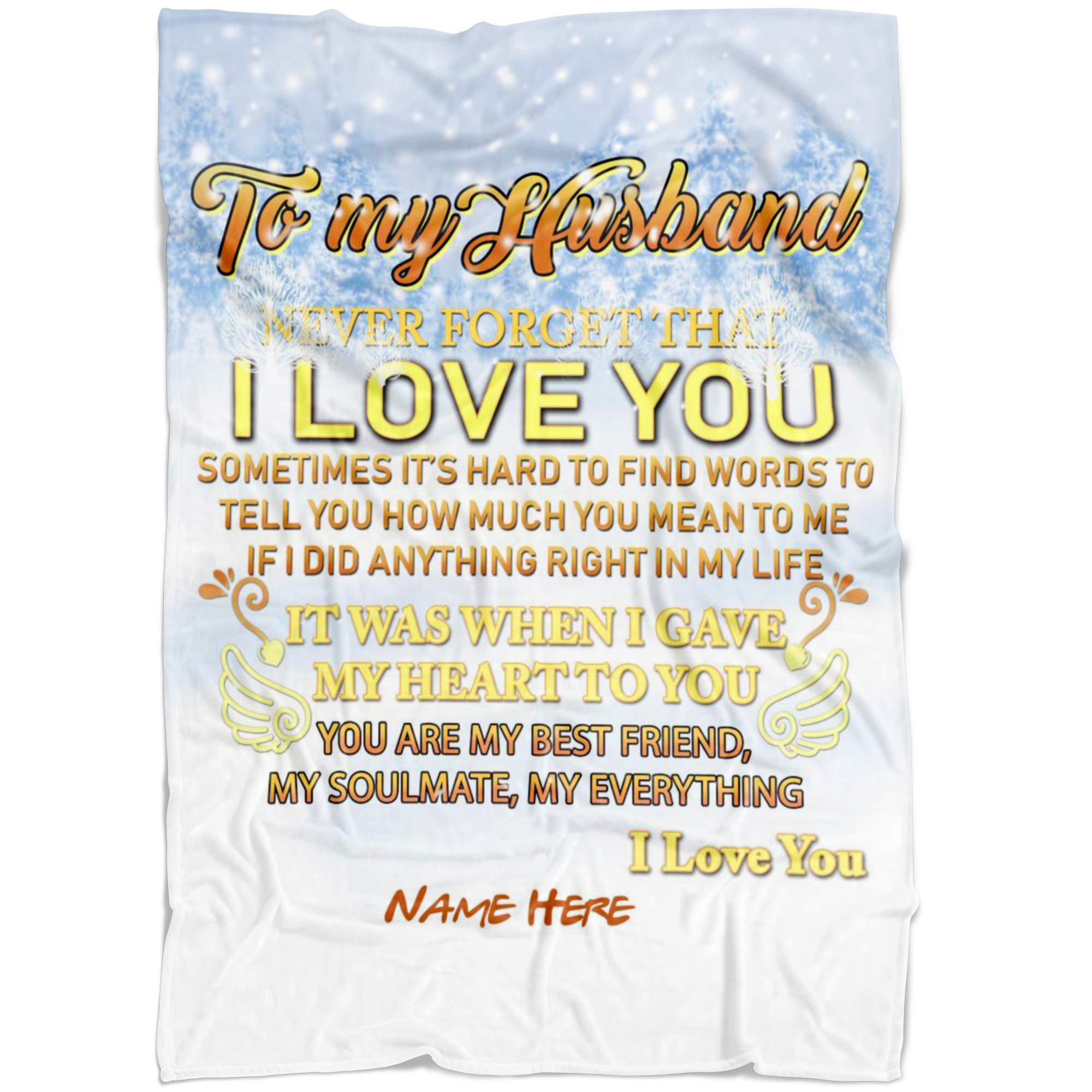 Personalized Fleece Throw Blanket for Husband - Custom Name & Message Wedding Anniversary Gift, Birthday Present for Him - Cozy Blanket for Couples, Romantic Bedroom Decor, Thoughtful Gift for Wife