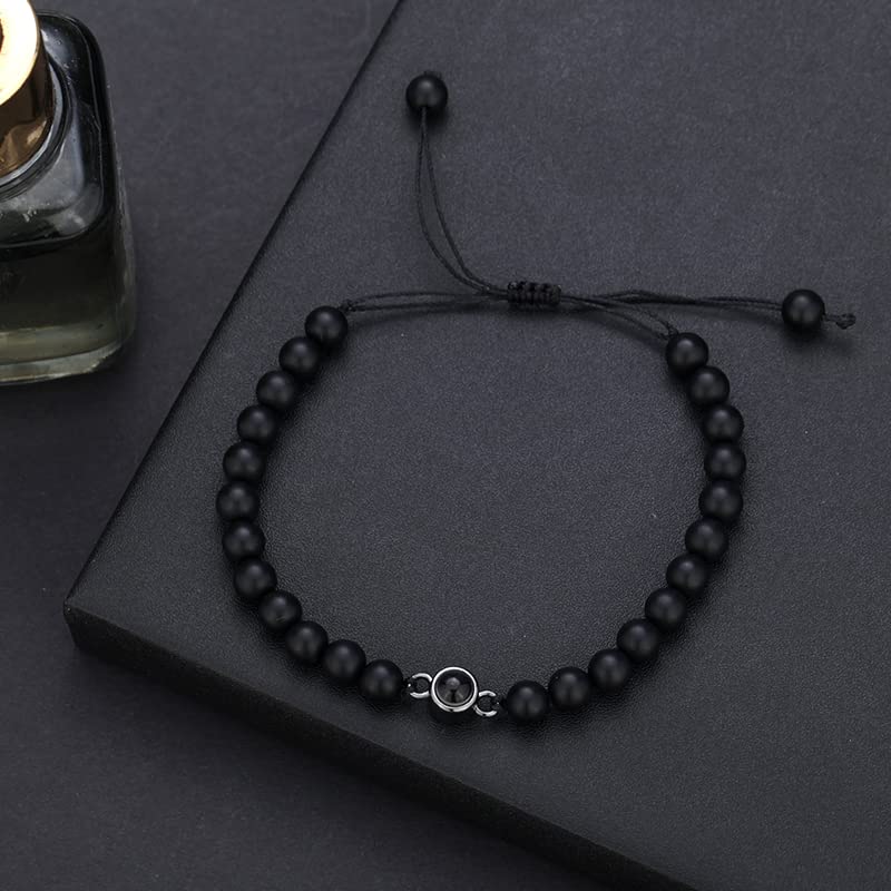 Custom Engraved Photo Projection Bracelet for Women & Men - Personalized Picture Bracelet with Lucky Beads - Unique Gift for Family, Friends & Couples - Perfect for Anniversaries, Birthdays & Romantic Occasions