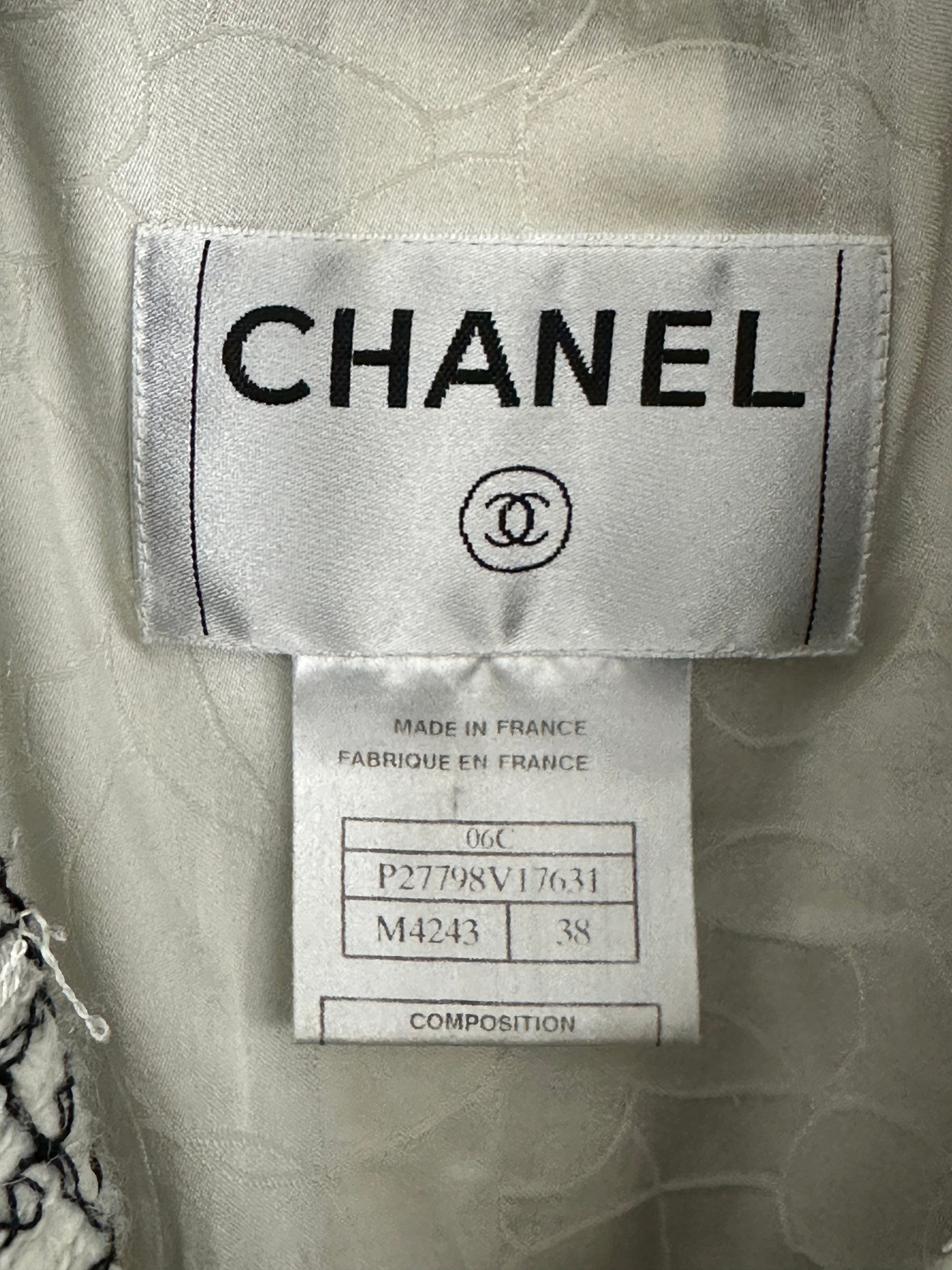 Chanel 06C Black and White Tweed Jacket with Silver Buttons - Size FR38 / US6 - Luxury Women's Outerwear for Office, Dinner Parties & Special Events