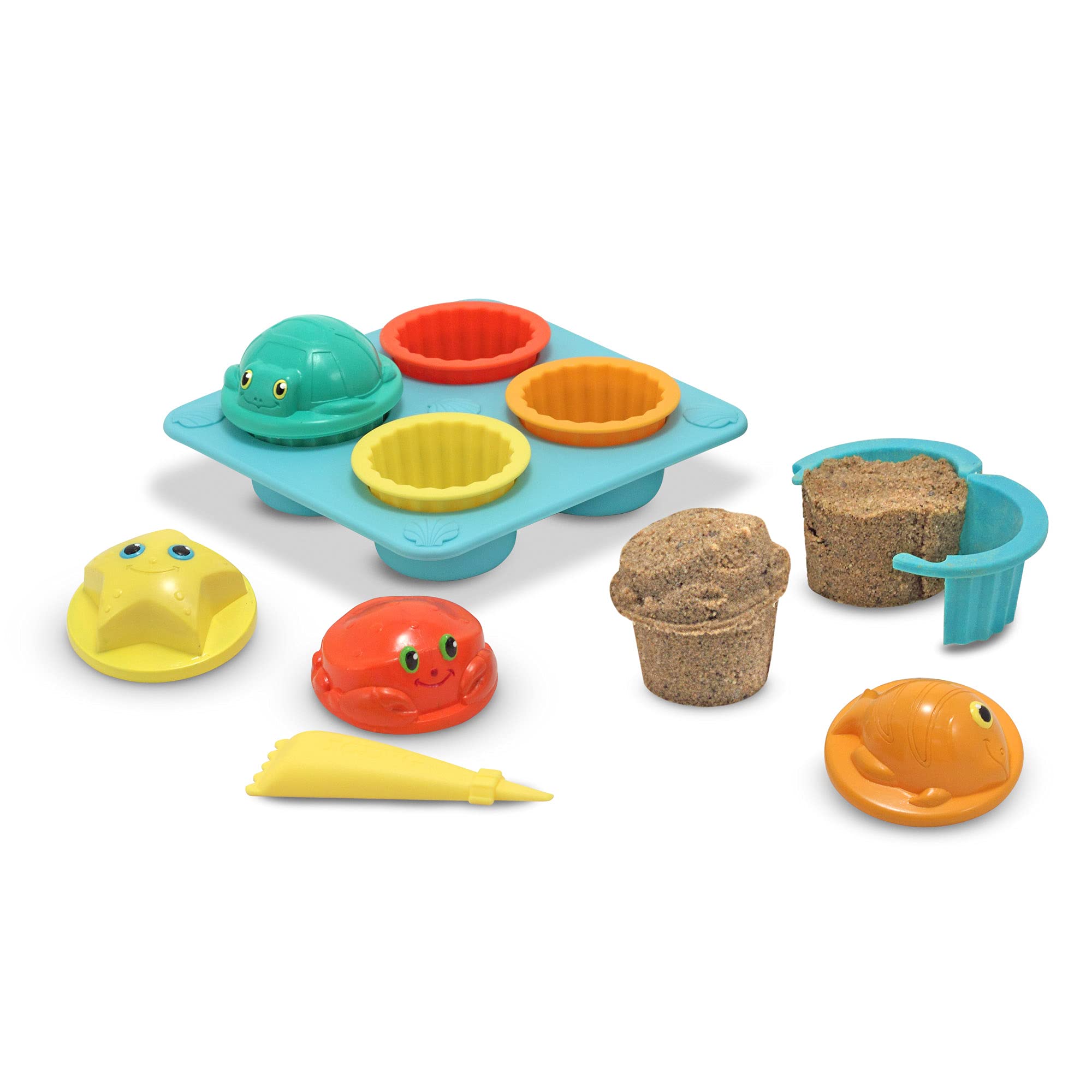 Melissa & Doug Sunny Patch Seaside Sidekicks Sand Cupcake Play Set - Beach Sand Toys for Toddlers & Kids Ages 3+, Outdoor Sandbox Toys for Pretend Baking & Creative Play - Perfect for Beach, Backyard & Playdates