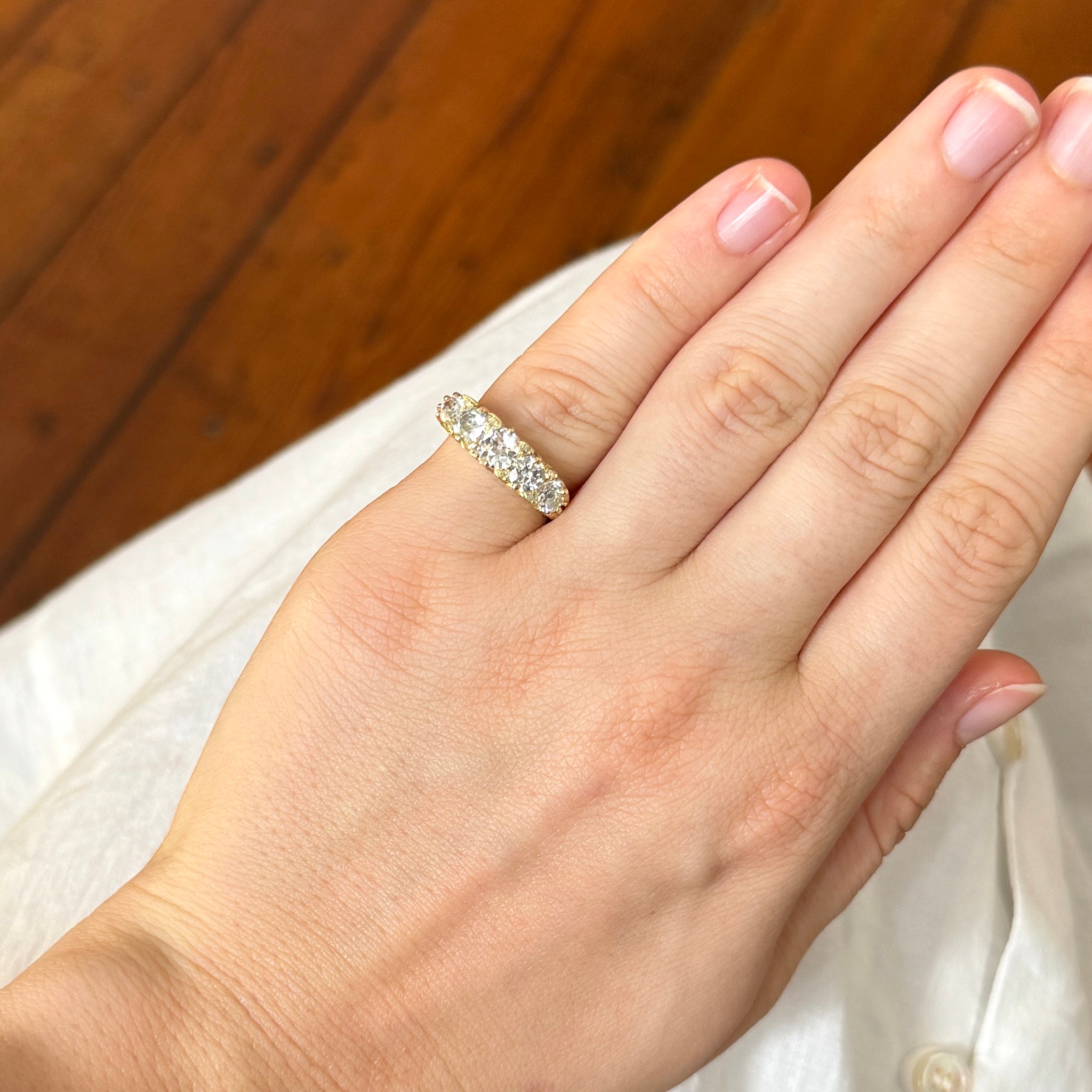 1.75ctw Victorian Five Stone Diamond Ring in 18K Yellow Gold - Elegant Vintage Jewelry for Weddings & Anniversaries