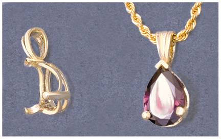 Solid Sterling Silver or 14kt Gold Pear Cut Vee Prong Pendant Setting (12x8mm & 18x13mm) | Handmade in USA | Perfect for Necklace Jewelry Making & DIY Custom Pendants