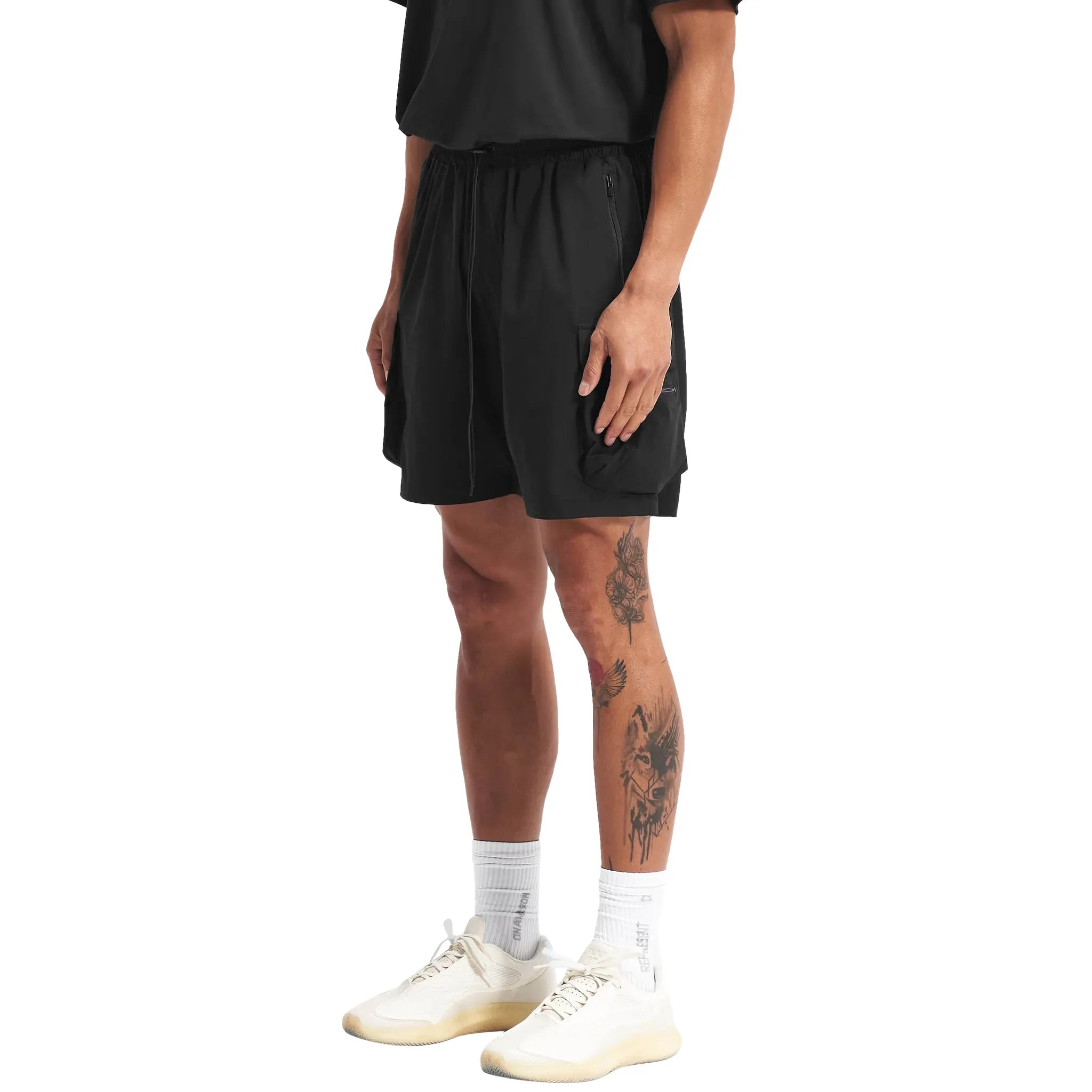 Represent 247 Black Athletic Shorts for Men - Lightweight Workout Running Gym Basketball Shorts with Pockets - Perfect for Sports, Training & Casual Wear