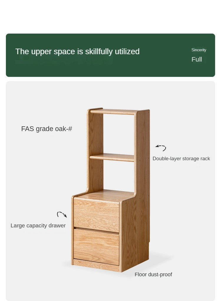 Solid Oak Wood Nightstand - Sturdy & Elegant Bedside Table for Bedroom, Living Room, or Office - Perfect for Storage & Décor