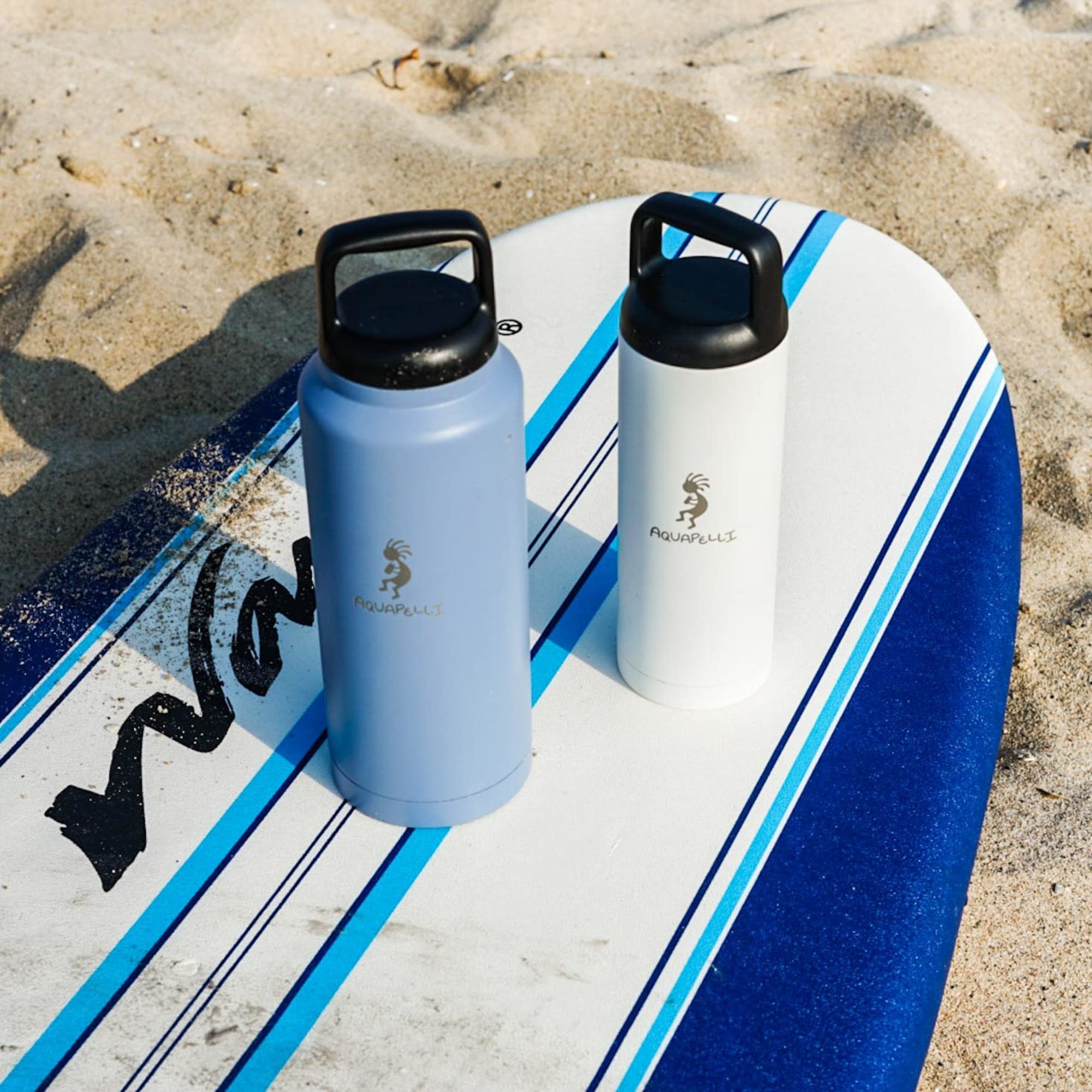 Aquapelli 34oz Vacuum Insulated Stainless Steel Water Bottle - Leakproof & Sweatproof, Keeps Drinks Cold 24Hrs/Hot 12Hrs - Perfect for Gym, Hiking & Outdoor Activities - Denim Blue